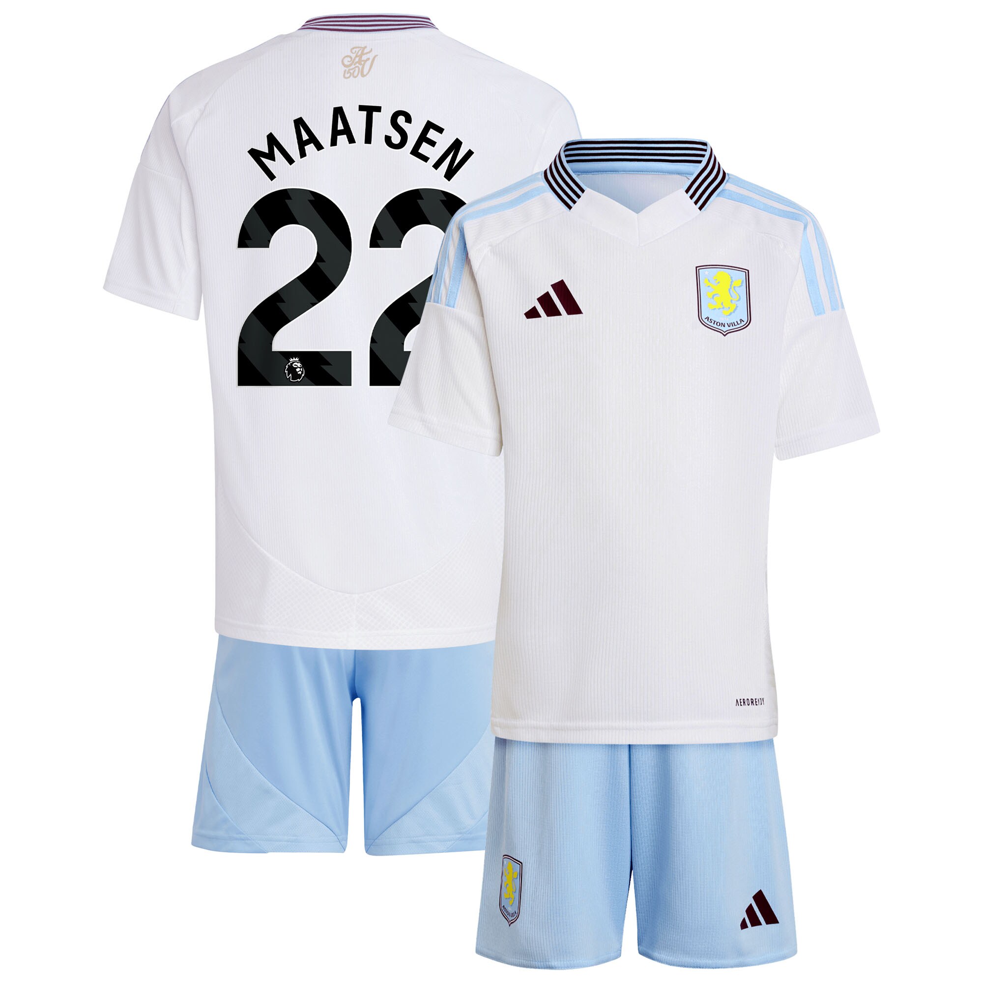 Aston Villa aston villa adidas away mini kit 2024-25 with maatsen 22 printing Kits - Official Football Shirts & Training Gear