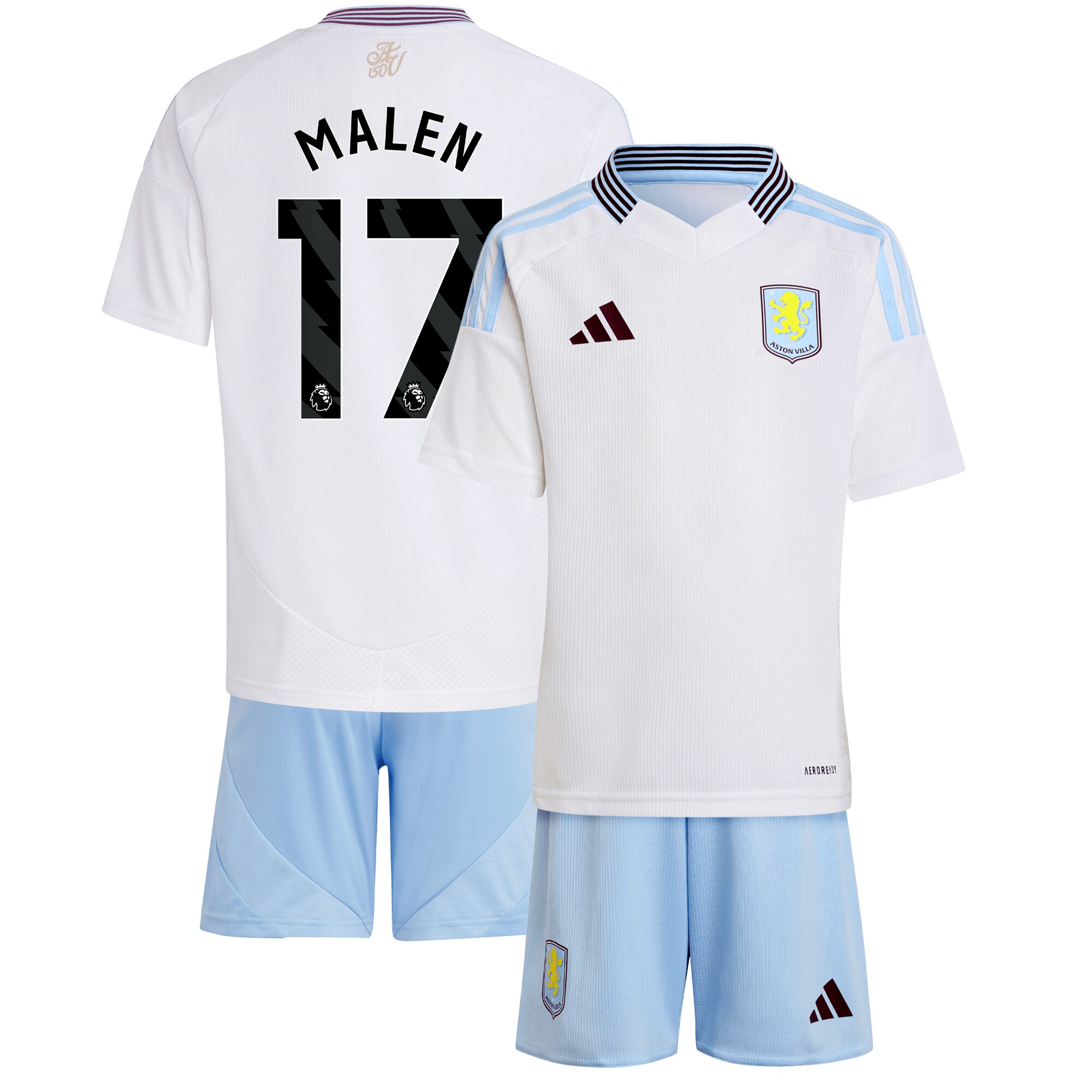 Aston Villa aston villa adidas away mini kit 2024-25 with malen 17 printing Kits - Official Football Shirts & Training Gear
