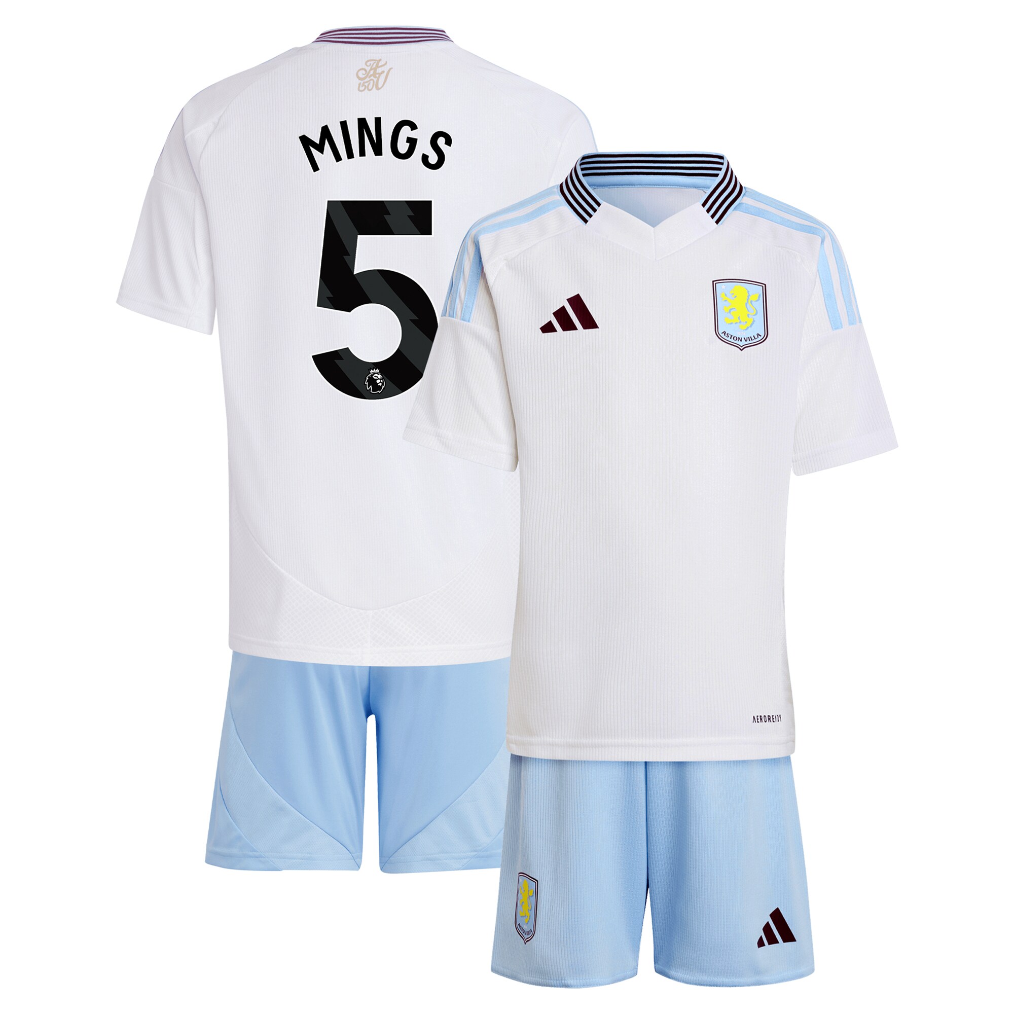 Aston Villa aston villa adidas away mini kit 2024-25 with mings 5 printing Kits - Official Football Shirts & Training Gear