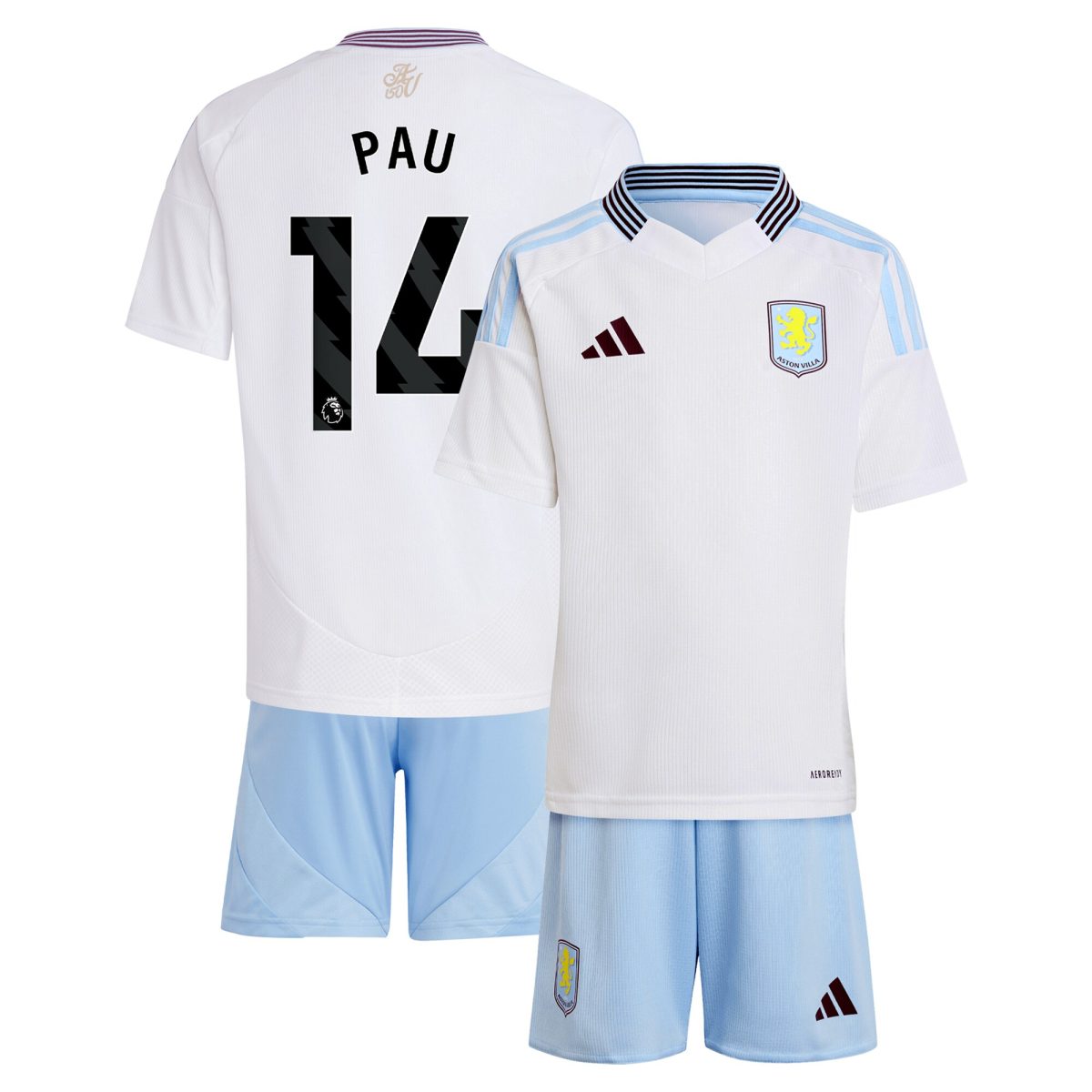 Aston Villa aston villa adidas away mini kit 2024-25 with pau 14 printing Kits - Official Football Shirts & Training Gear