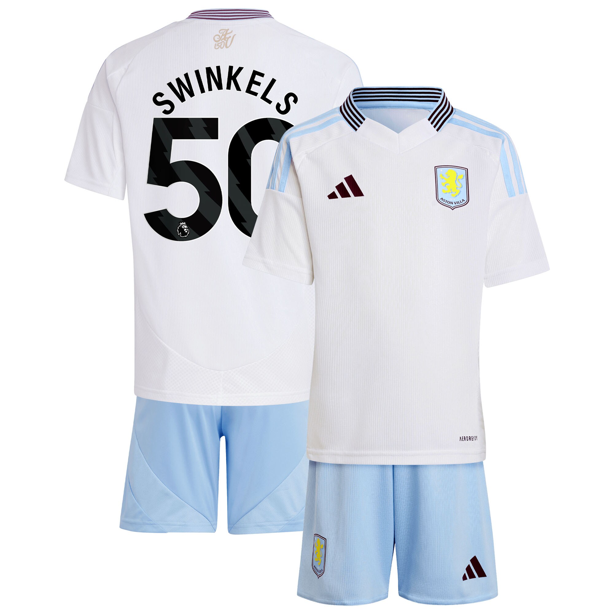 Aston Villa aston villa adidas away mini kit 2024-25 with swinkels 50 printing Kits - Official Football Shirts & Training Gear
