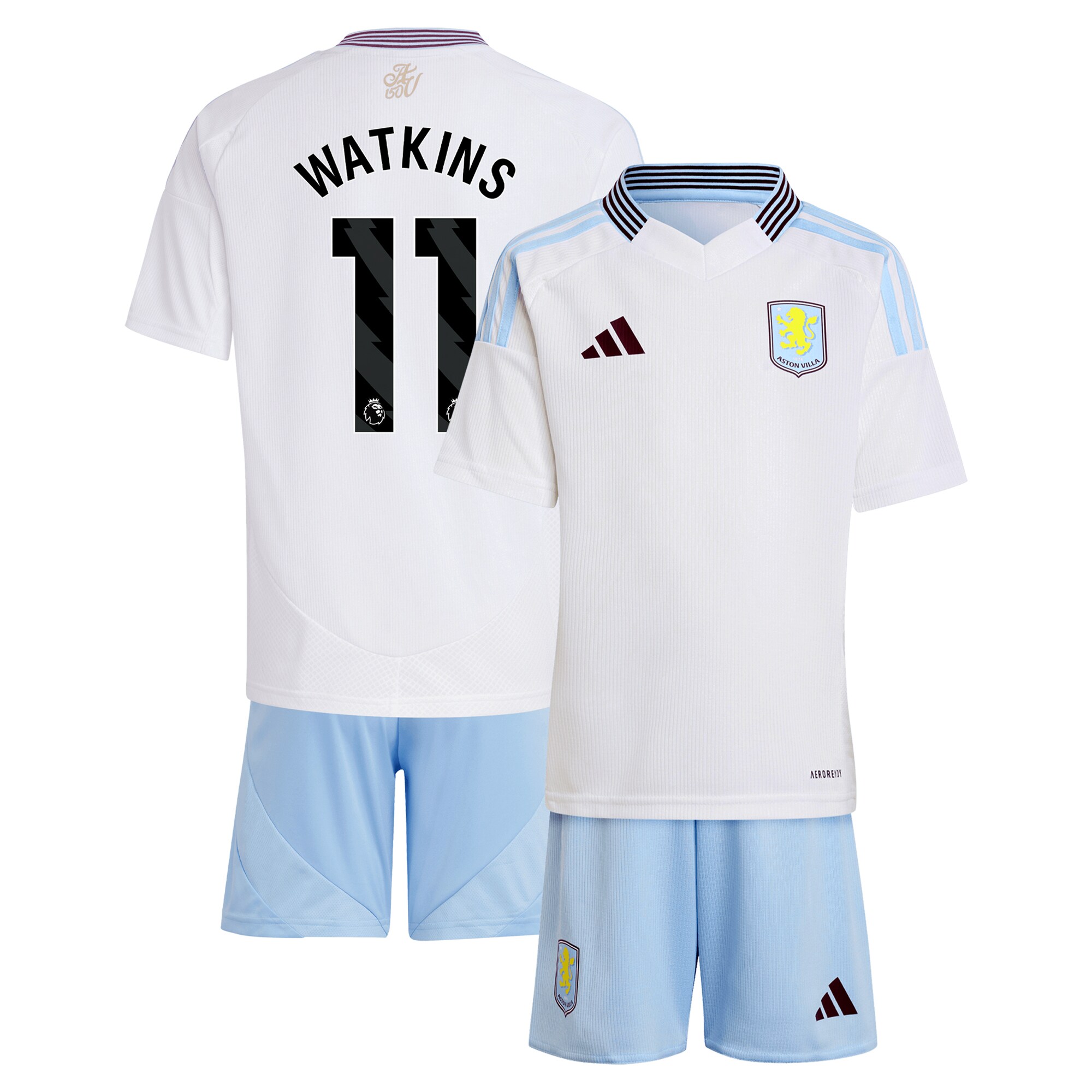 Aston Villa aston villa adidas away mini kit 2024-25 with watkins 11 printing Kits - Official Football Shirts & Training Gear