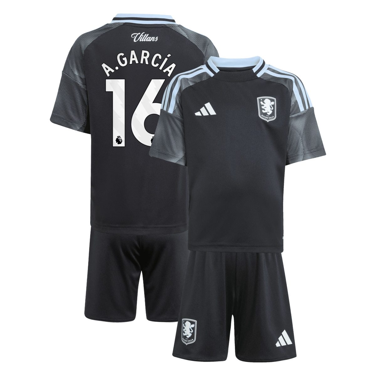 Aston Villa aston villa adidas away mini kit 2025-26 with a.garcía 16 printing Kits - Official Football Shirts & Training Gear