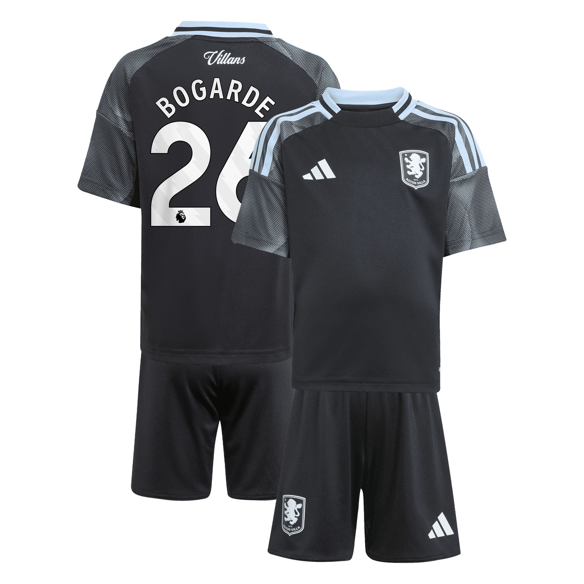 Aston Villa aston villa adidas away mini kit 2025-26 with bogarde 26 printing Kits - Official Football Shirts & Training Gear