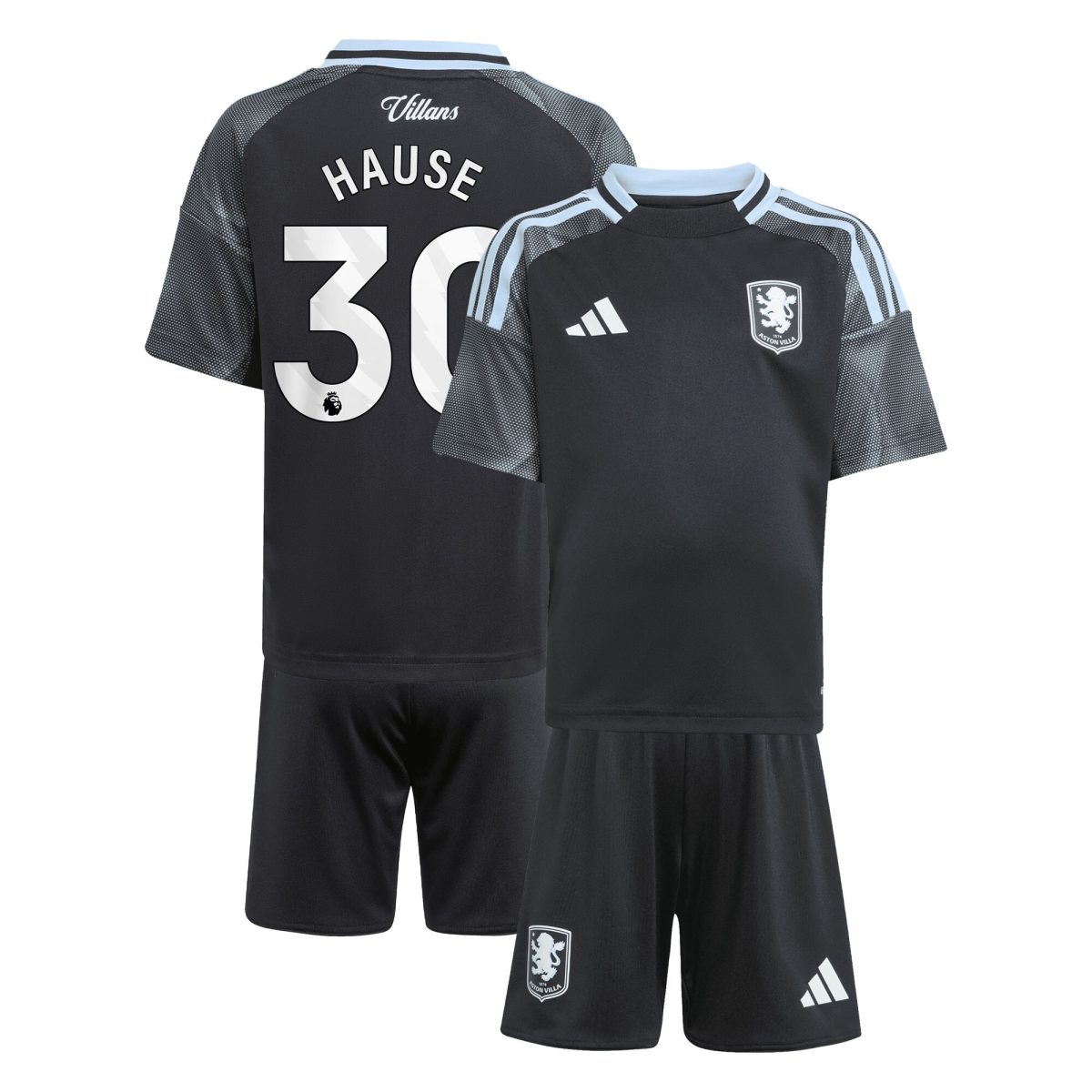 Aston Villa aston villa adidas away mini kit 2025-26 with hause 30 printing Kits - Official Football Shirts & Training Gear