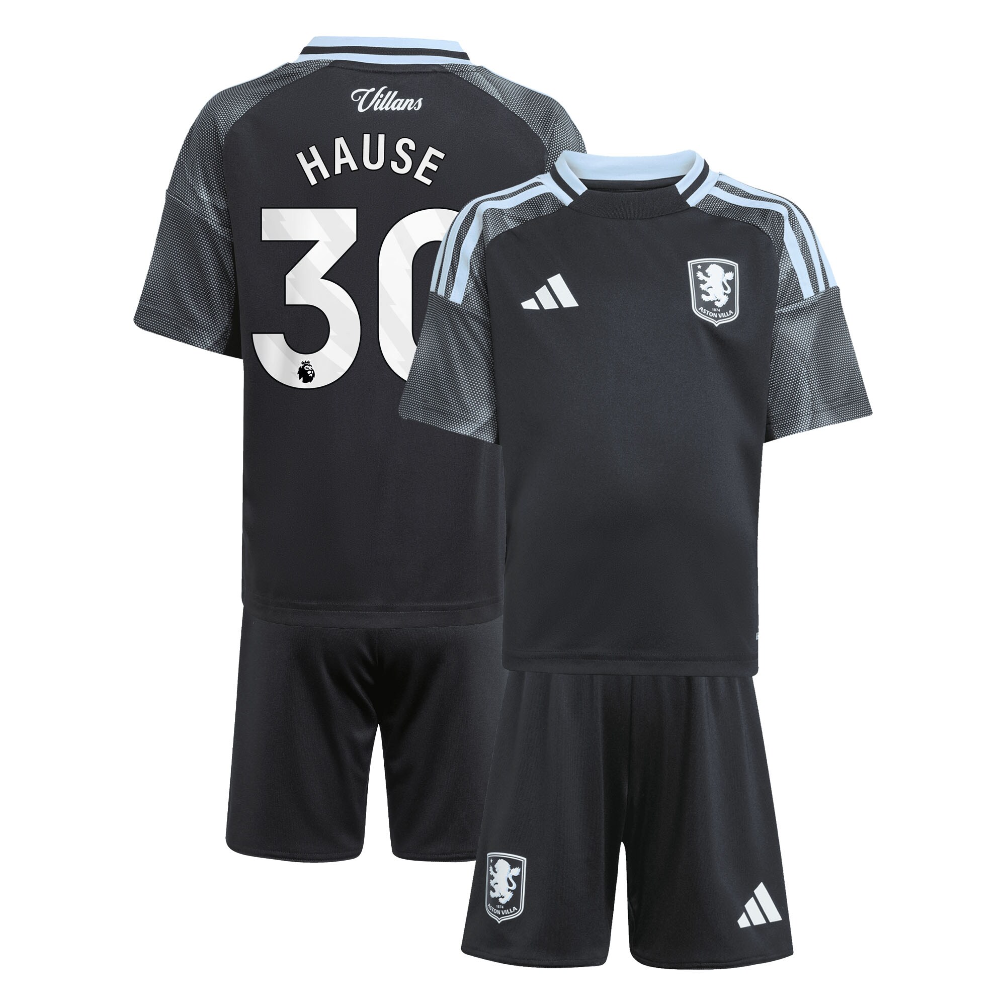 Aston Villa aston villa adidas away mini kit 2025-26 with hause 30 printing Kits - Official Football Shirts & Training Gear