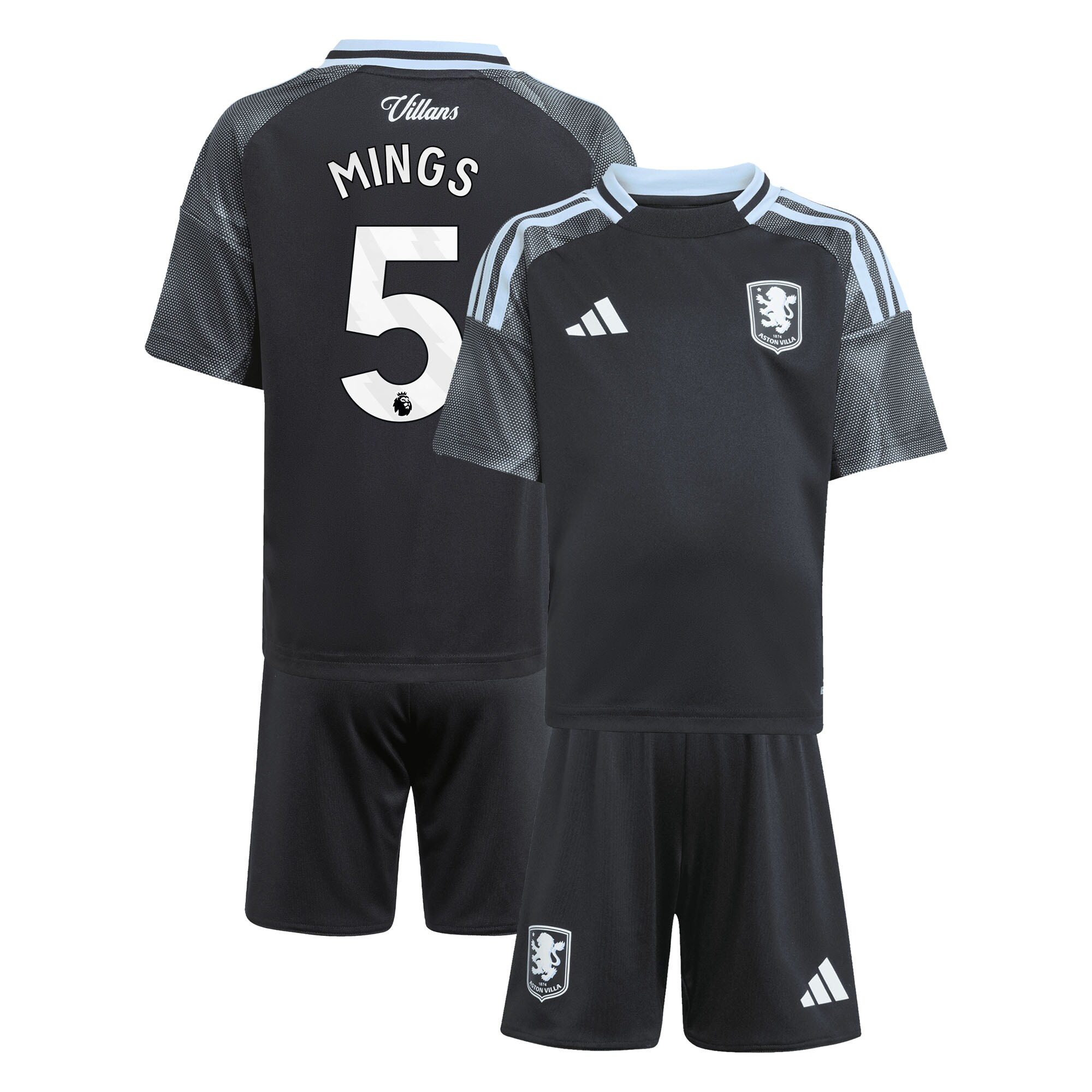 Aston Villa aston villa adidas away mini kit 2025-26 with mings 5 printing Kits - Official Football Shirts & Training Gear