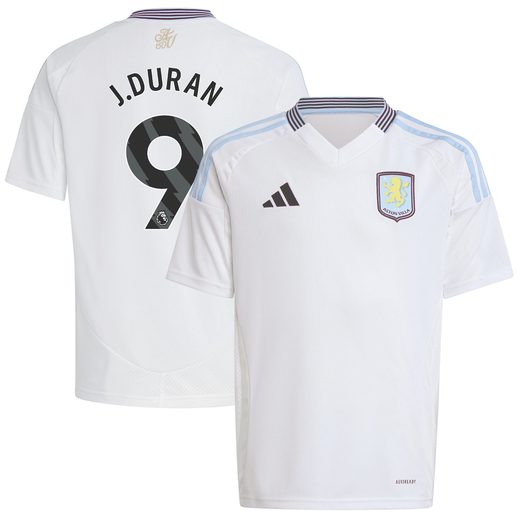Aston Villa aston villa adidas away shirt 2024-25 – kids with j.duran 9 printing Kits - Official Football Shirts & Training Gear