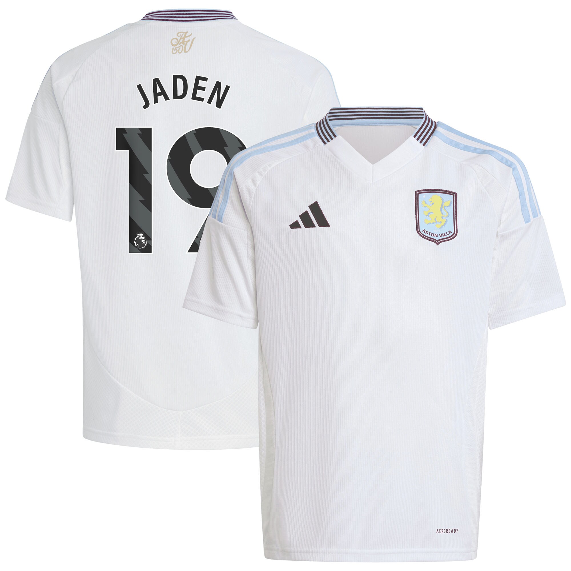 Aston Villa aston villa adidas away shirt 2024-25 – kids with jaden 19 printing Kits - Official Football Shirts & Training Gear