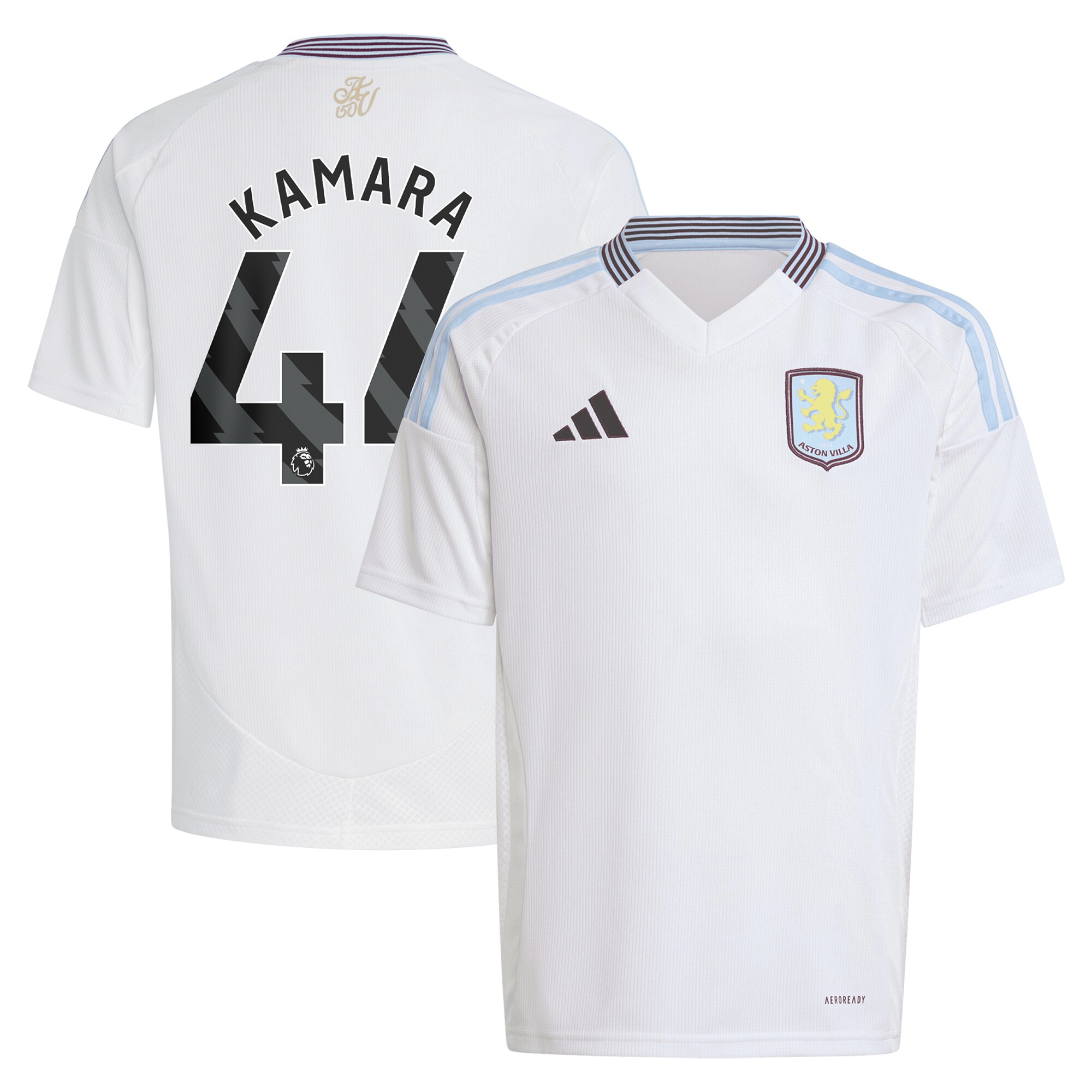 Aston Villa aston villa adidas away shirt 2024-25 – kids with kamara 44 printing Kits - Official Football Shirts & Training Gear