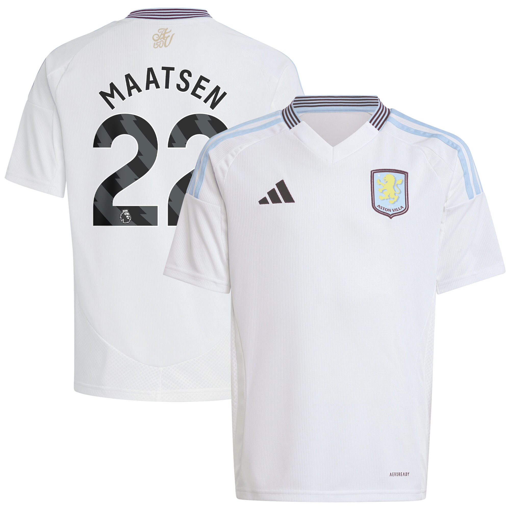 Aston Villa aston villa adidas away shirt 2024-25 – kids with maatsen 22 printing Kits - Official Football Shirts & Training Gear