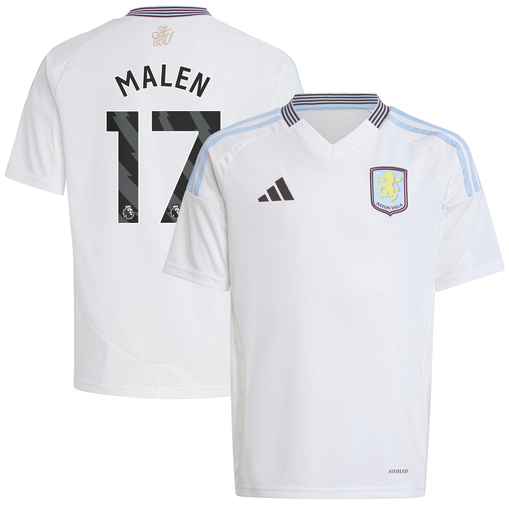 Aston Villa aston villa adidas away shirt 2024-25 – kids with malen 17 printing Kits - Official Football Shirts & Training Gear