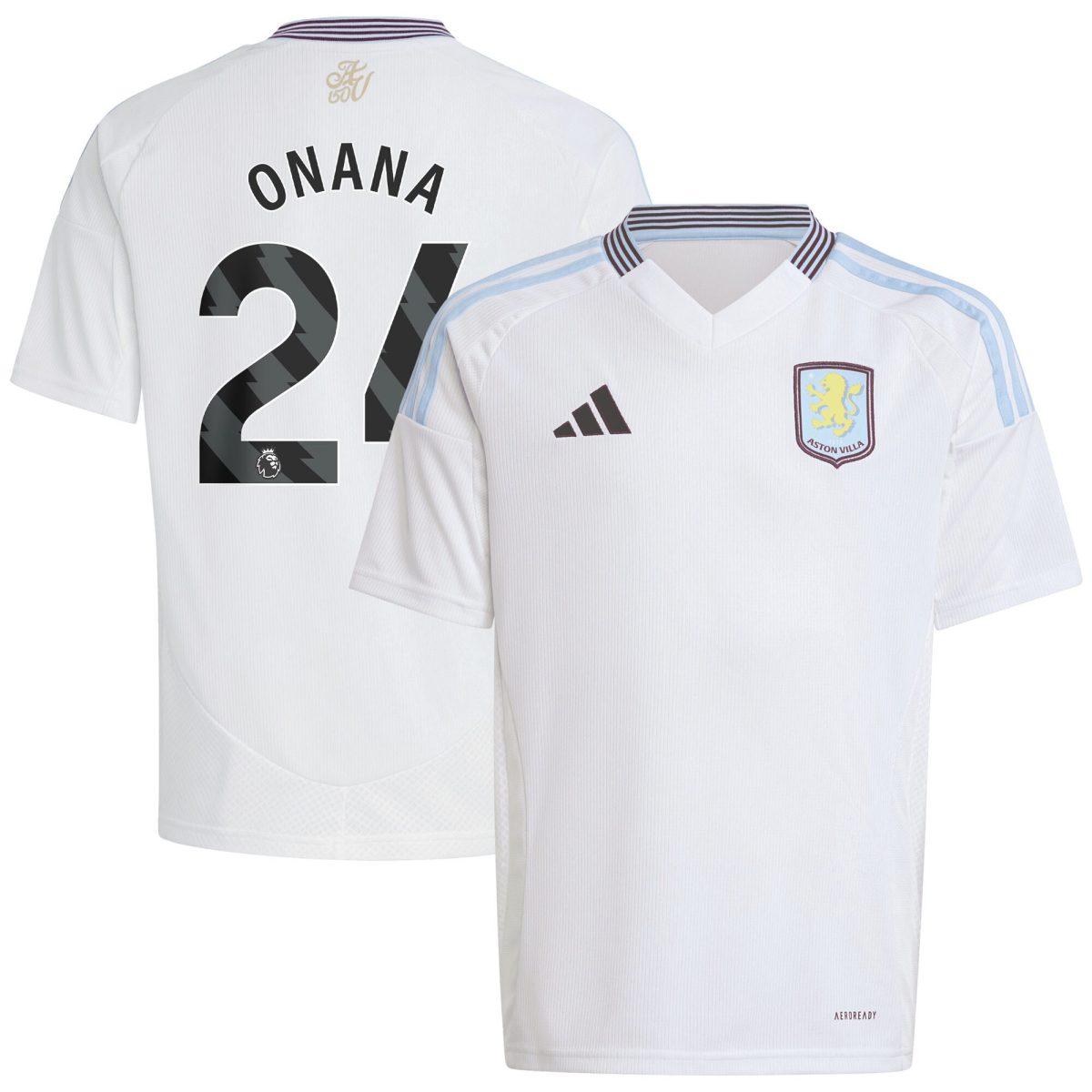 Aston Villa aston villa adidas away shirt 2024-25 – kids with onana 24 printing Kits - Official Football Shirts & Training Gear