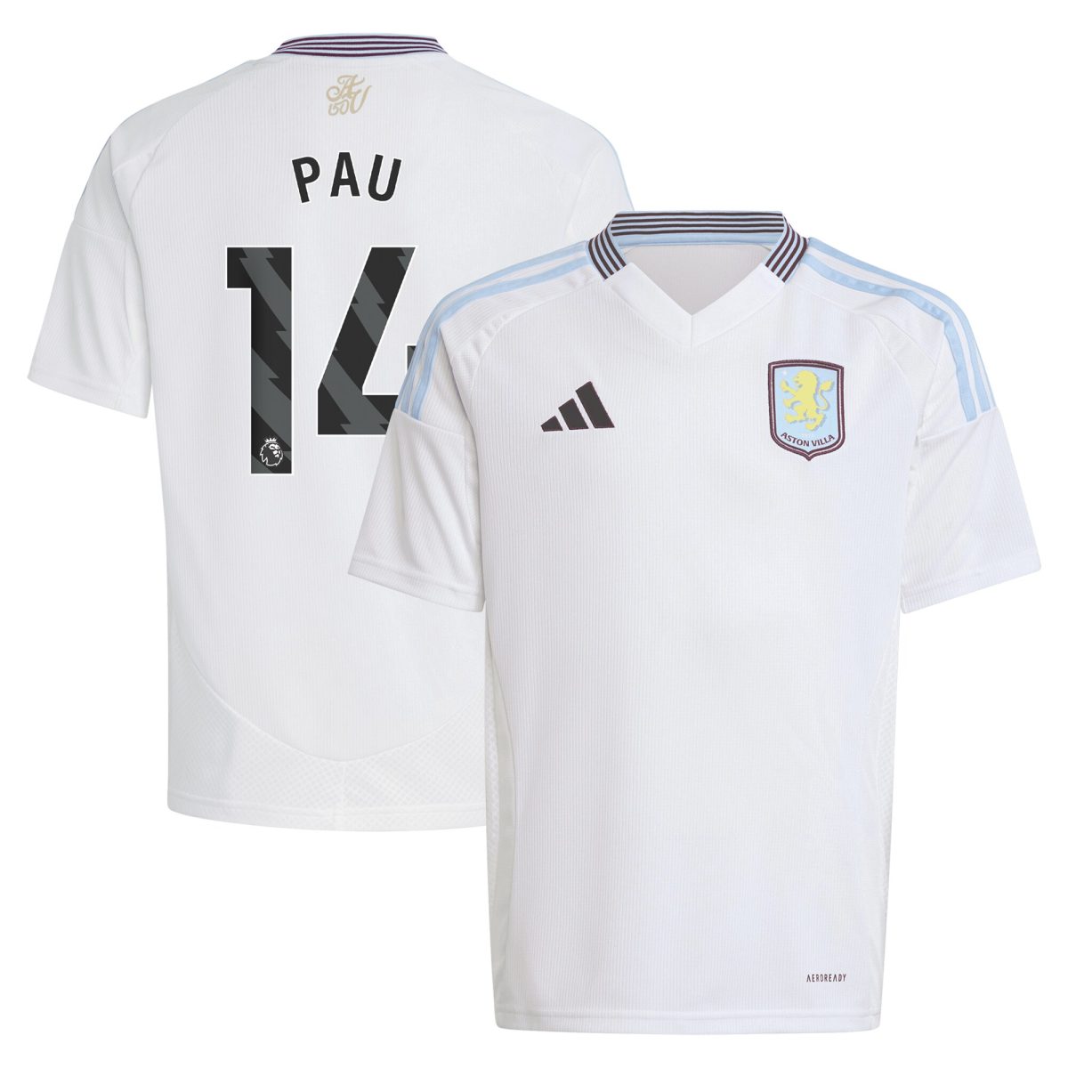 Aston Villa aston villa adidas away shirt 2024-25 – kids with pau 14 printing Kits - Official Football Shirts & Training Gear