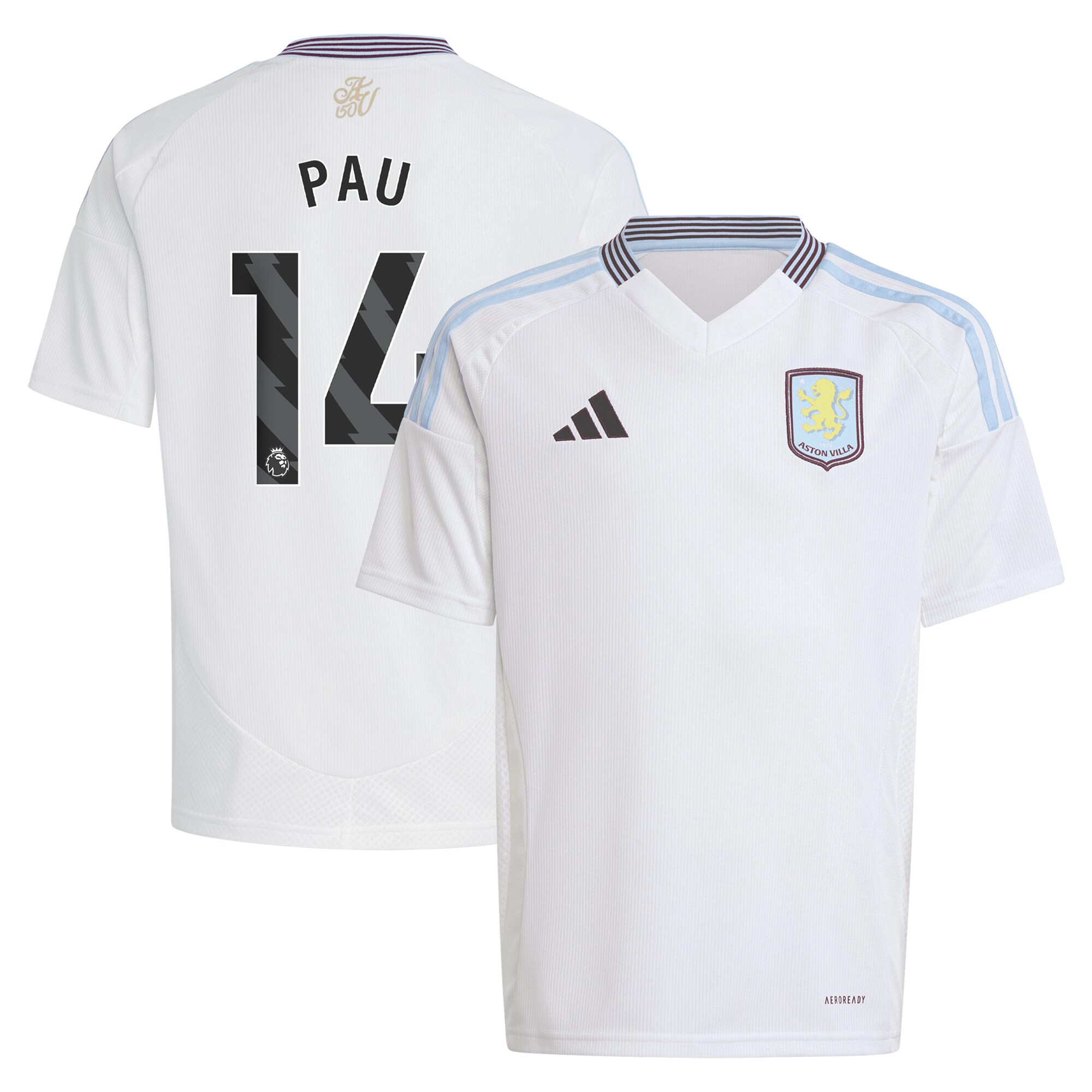 Aston Villa aston villa adidas away shirt 2024-25 – kids with pau 14 printing Kits - Official Football Shirts & Training Gear