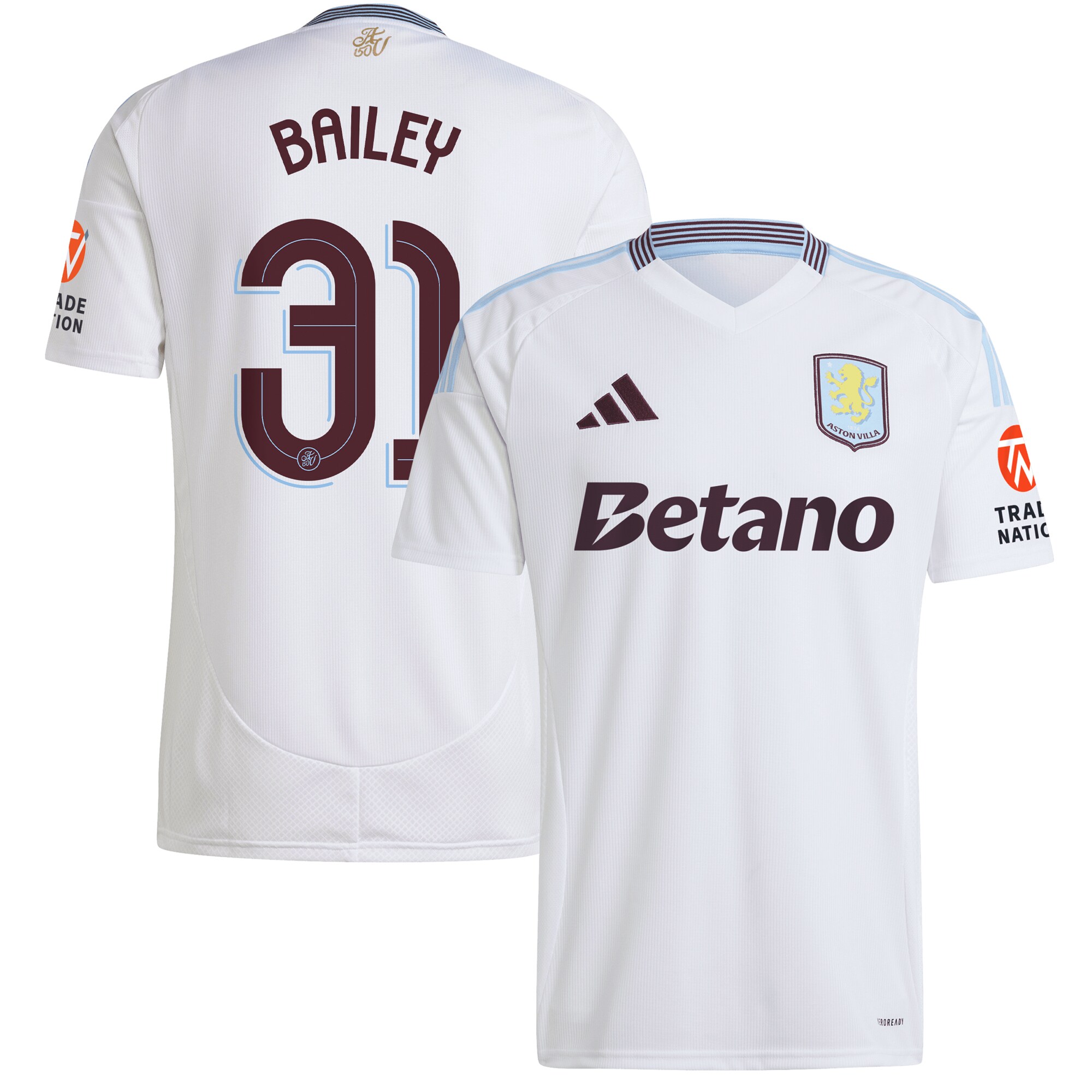 Aston Villa aston villa adidas away shirt 2024-25 with bailey 31 cup printing Kits - Official Football Shirts & Training Gear