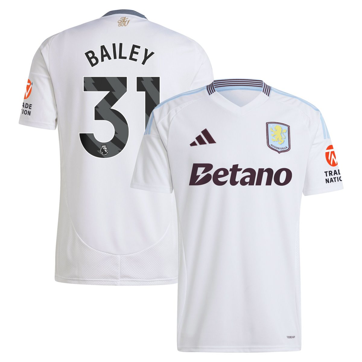 Aston Villa aston villa adidas away shirt 2024-25 with bailey 31 printing Kits - Official Football Shirts & Training Gear