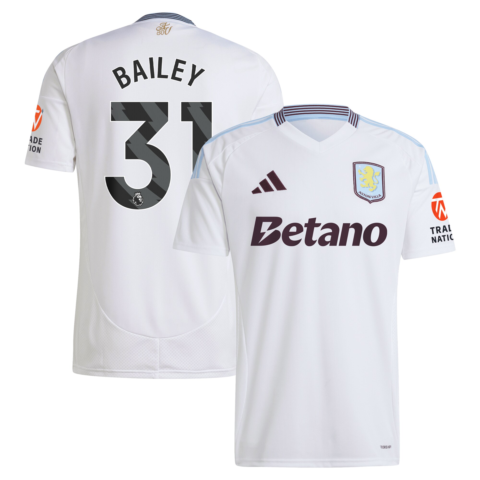 Aston Villa aston villa adidas away shirt 2024-25 with bailey 31 printing Kits - Official Football Shirts & Training Gear