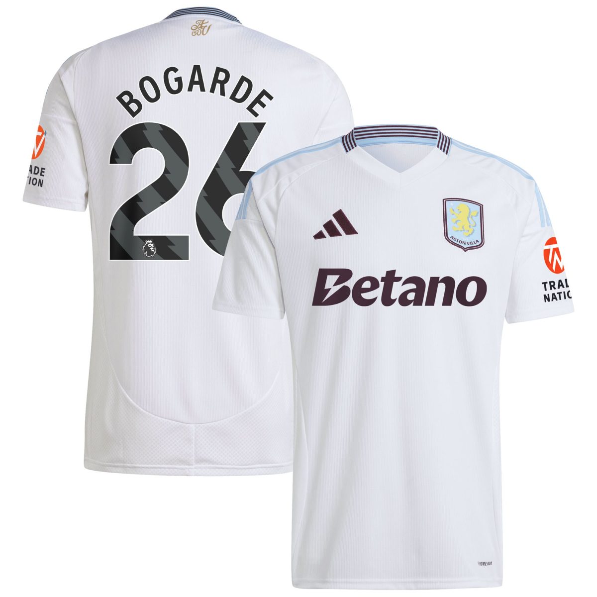 Aston Villa aston villa adidas away shirt 2024-25 with bogarde 26 printing Kits - Official Football Shirts & Training Gear