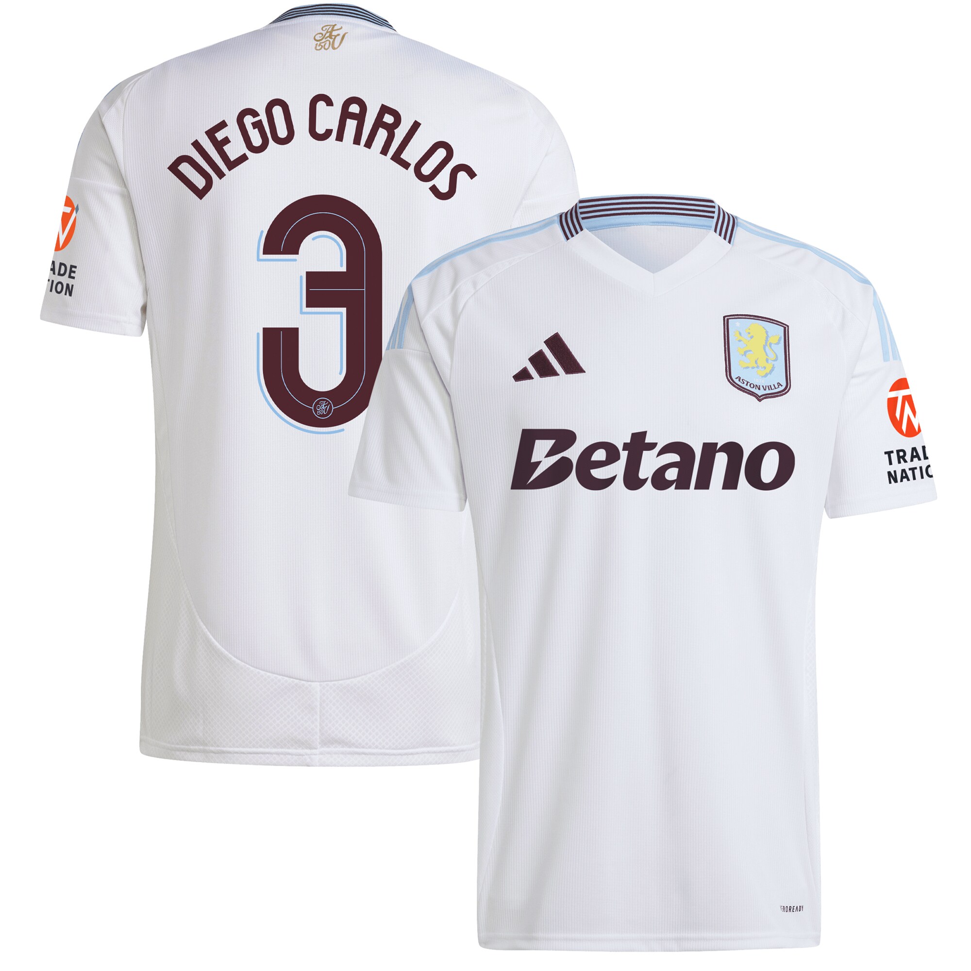 Aston Villa aston villa adidas away shirt 2024-25 with diego carlos 3 cup printing Kits - Official Football Shirts & Training Gear