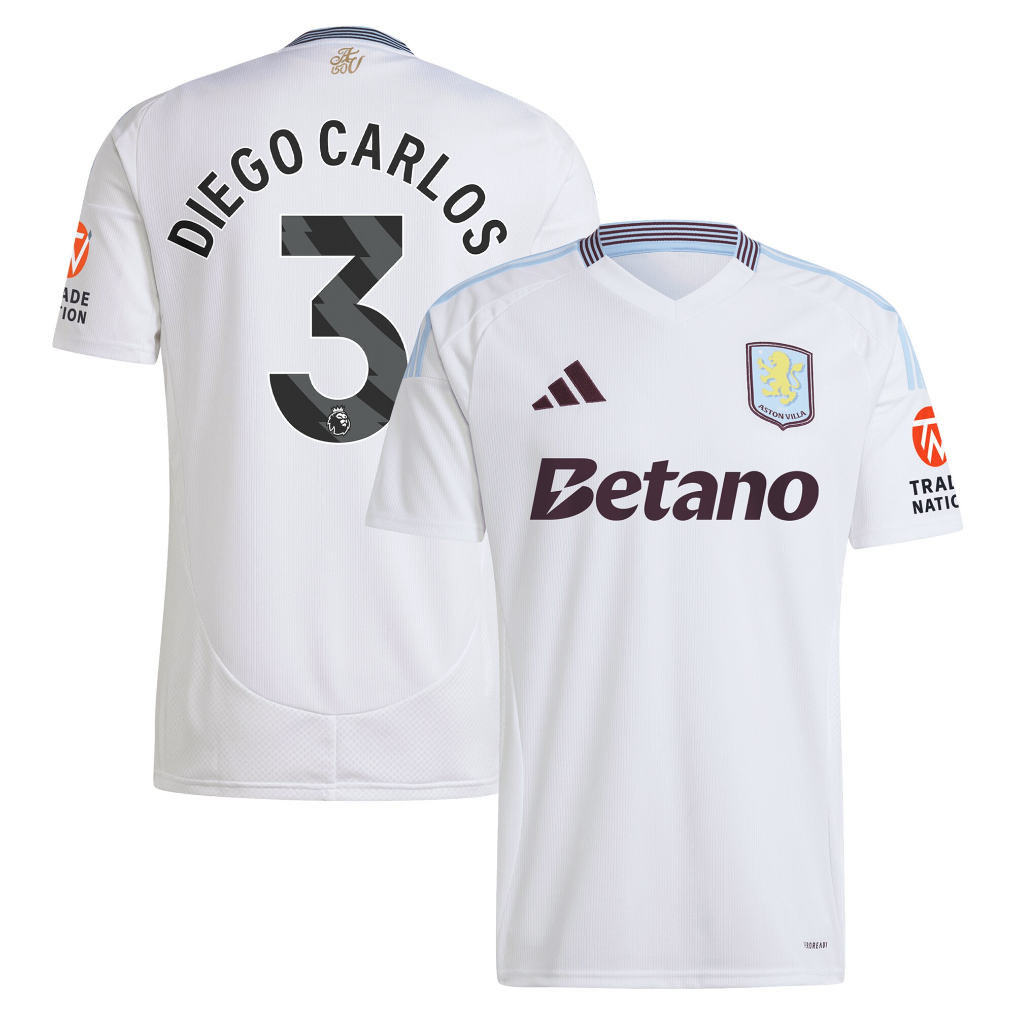 Aston Villa aston villa adidas away shirt 2024-25 with diego carlos 3 printing Kits - Official Football Shirts & Training Gear