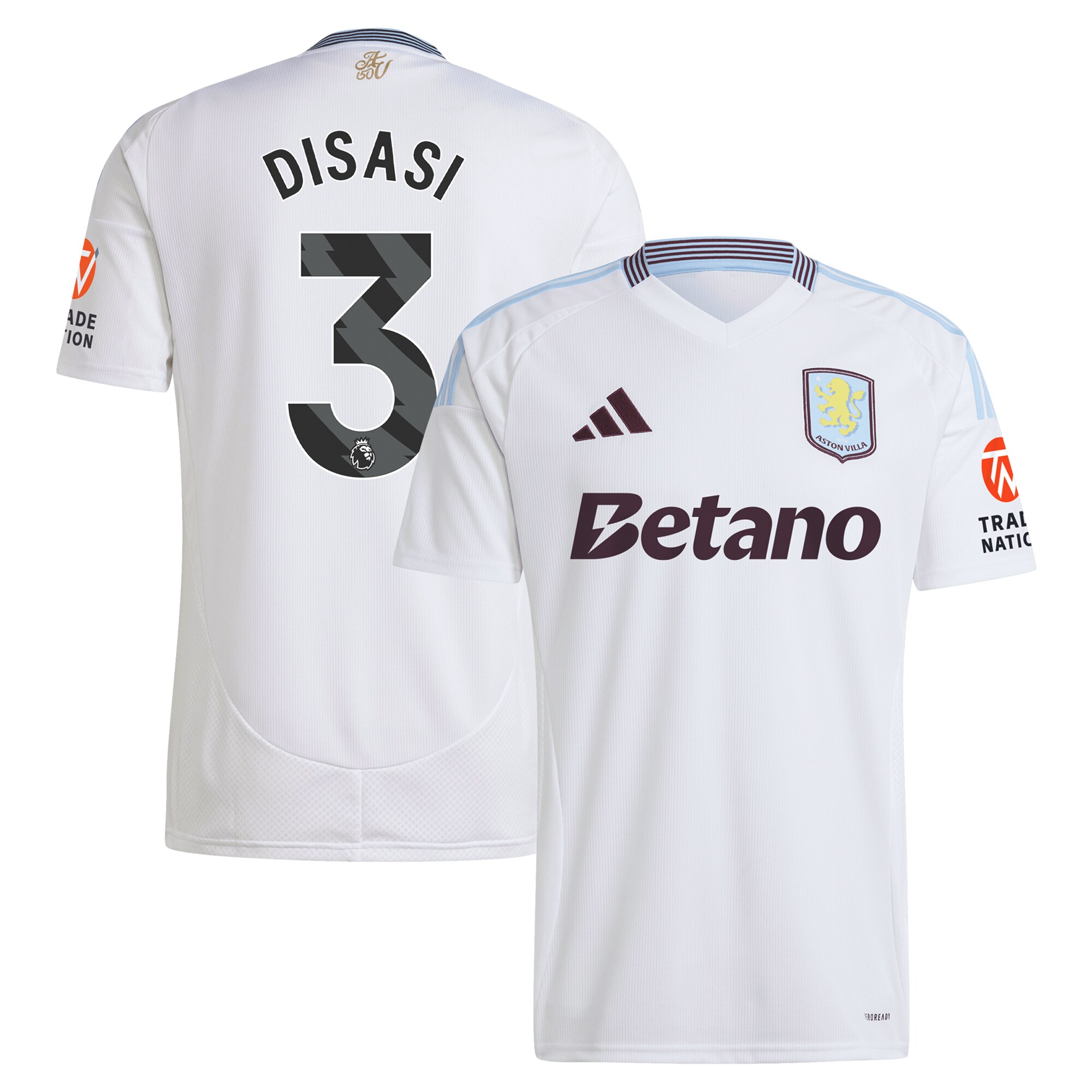 Aston Villa aston villa adidas away shirt 2024-25 with disasi 3 printing Kits - Official Football Shirts & Training Gear