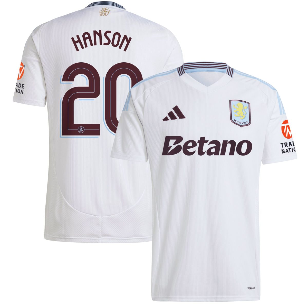 Aston Villa aston villa adidas away shirt 2024-25 with hanson 20 cup printing Kits - Official Football Shirts & Training Gear