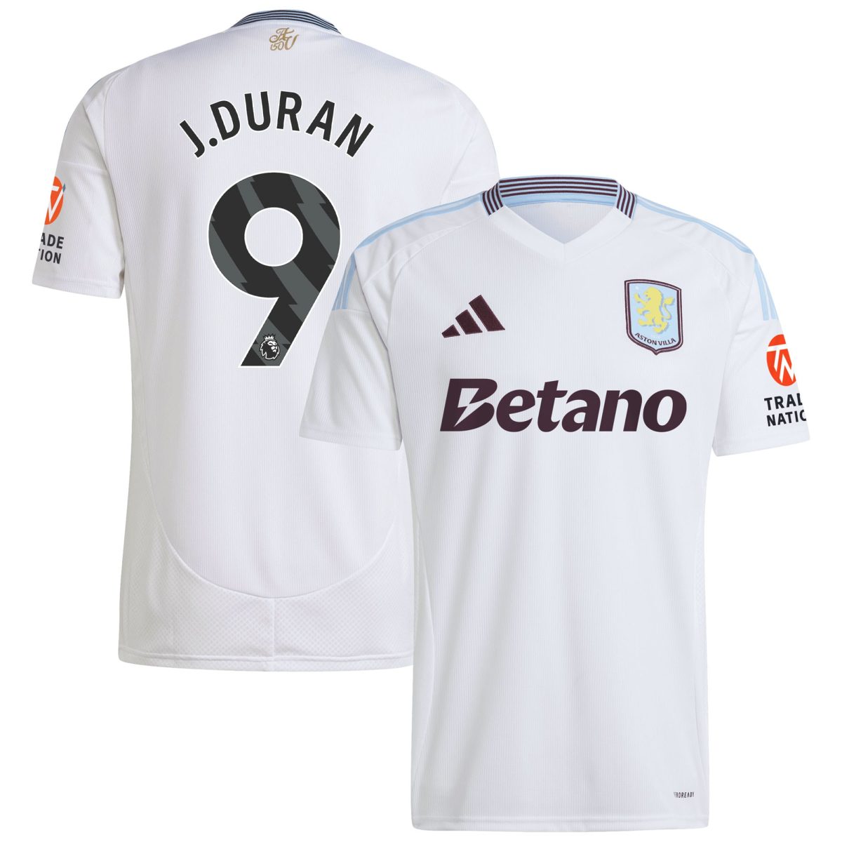 Aston Villa aston villa adidas away shirt 2024-25 with j.duran 9 printing Kits - Official Football Shirts & Training Gear