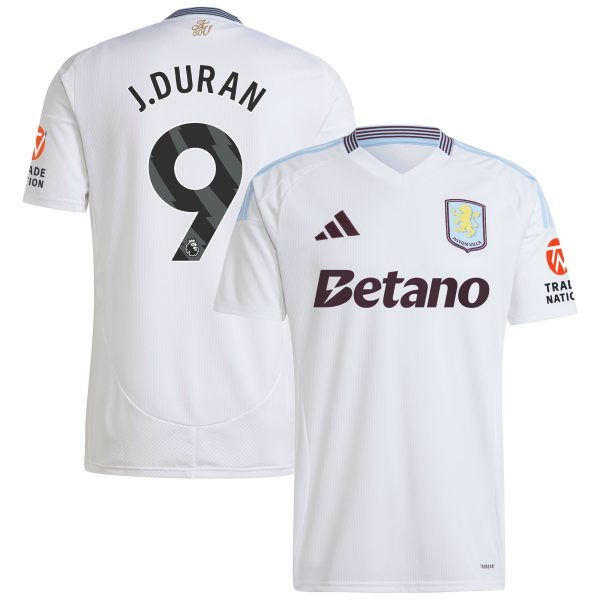Aston Villa aston villa adidas away shirt 2024-25 with j.duran 9 printing Kits - Official Football Shirts & Training Gear