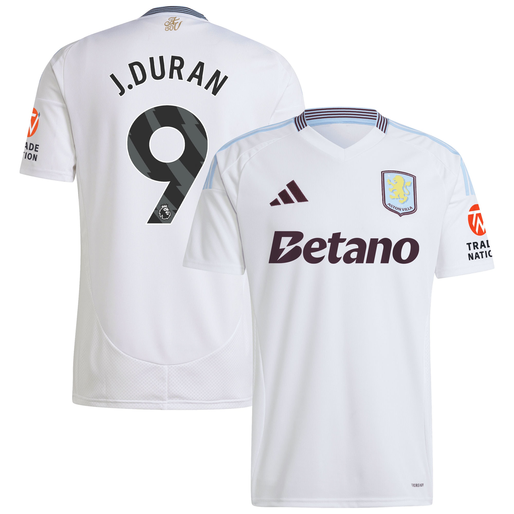 Aston Villa aston villa adidas away shirt 2024-25 with j.duran 9 printing Kits - Official Football Shirts & Training Gear