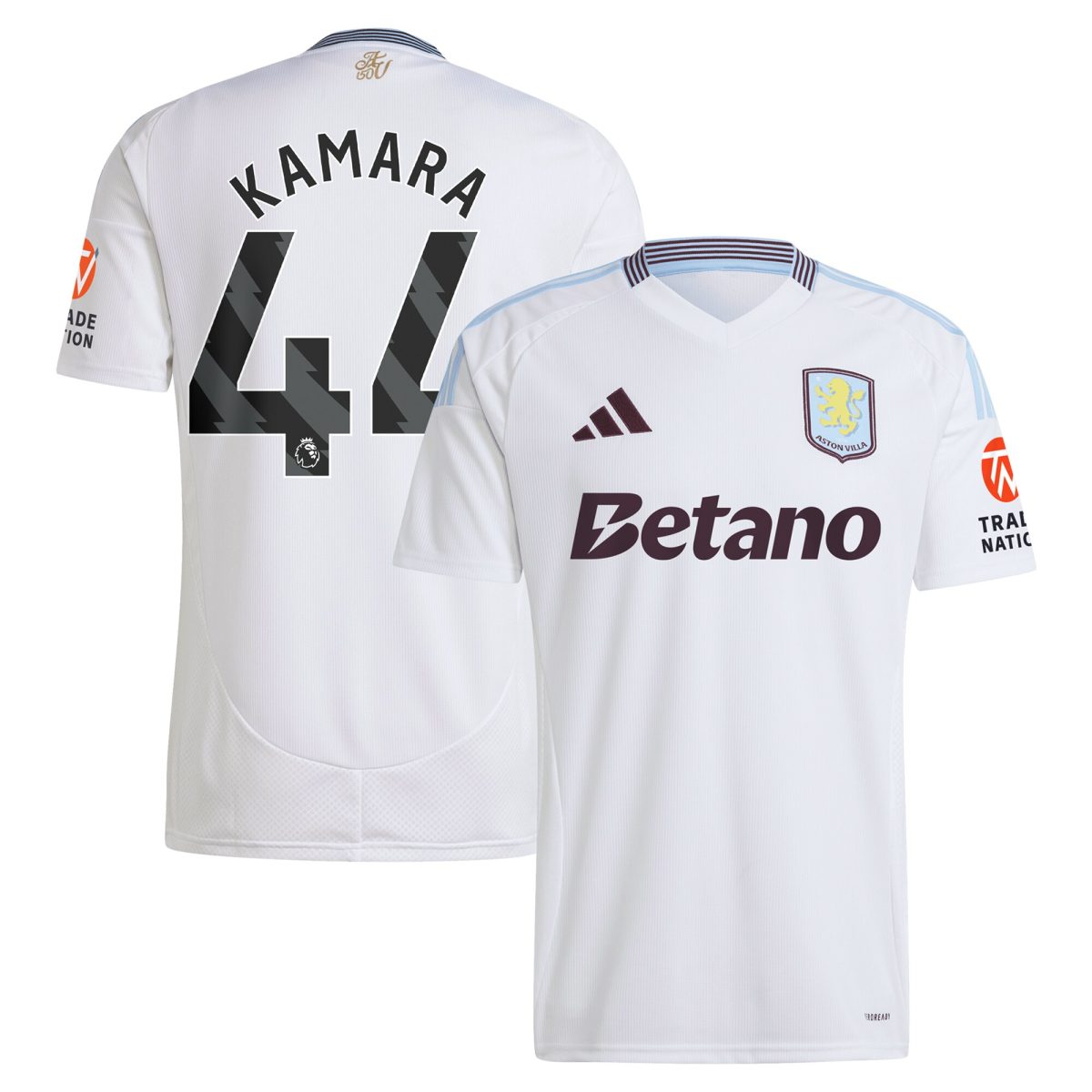 Aston Villa aston villa adidas away shirt 2024-25 with kamara 44 printing Kits - Official Football Shirts & Training Gear