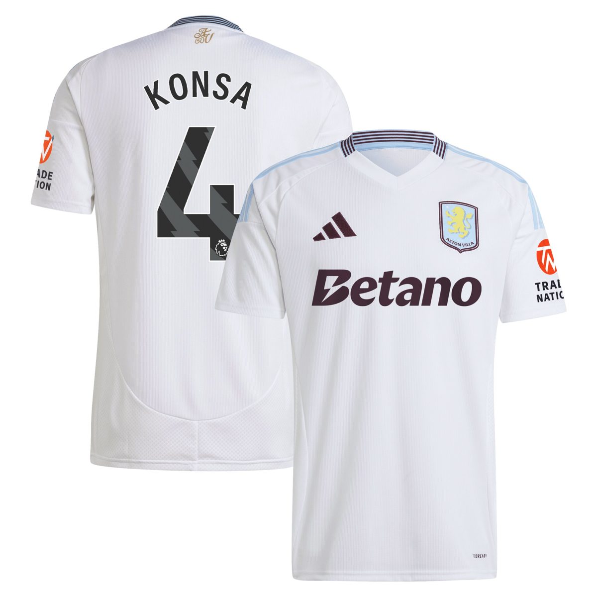 Aston Villa aston villa adidas away shirt 2024-25 with konsa 4 printing Kits - Official Football Shirts & Training Gear