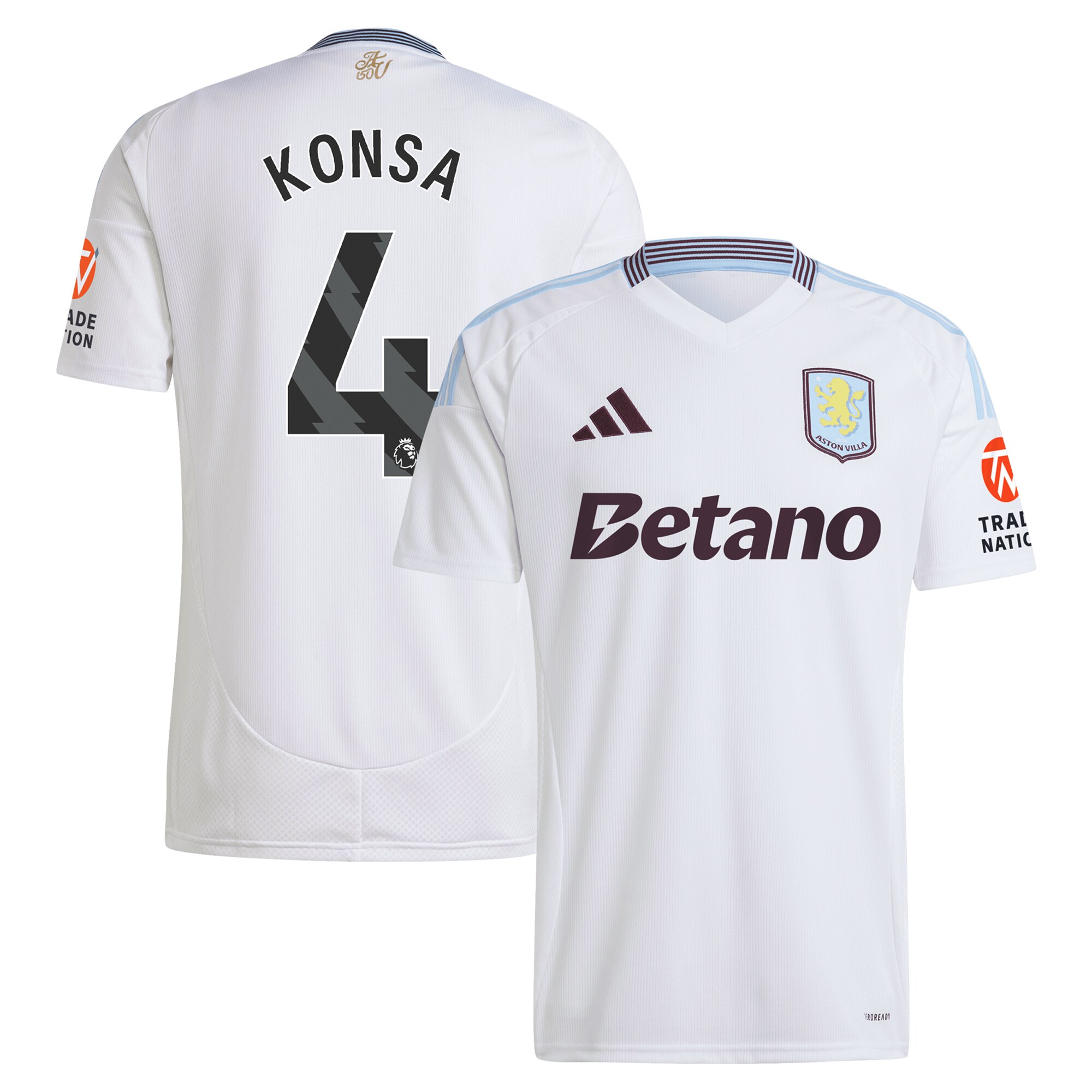 Aston Villa aston villa adidas away shirt 2024-25 with konsa 4 printing Kits - Official Football Shirts & Training Gear