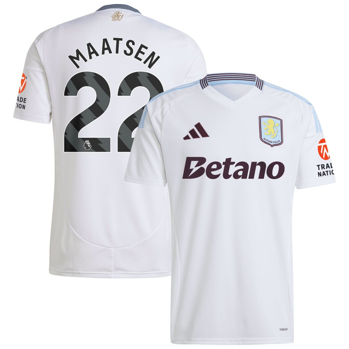 Aston Villa aston villa adidas away shirt 2024-25 with maatsen 22 printing Kits - Official Football Shirts & Training Gear