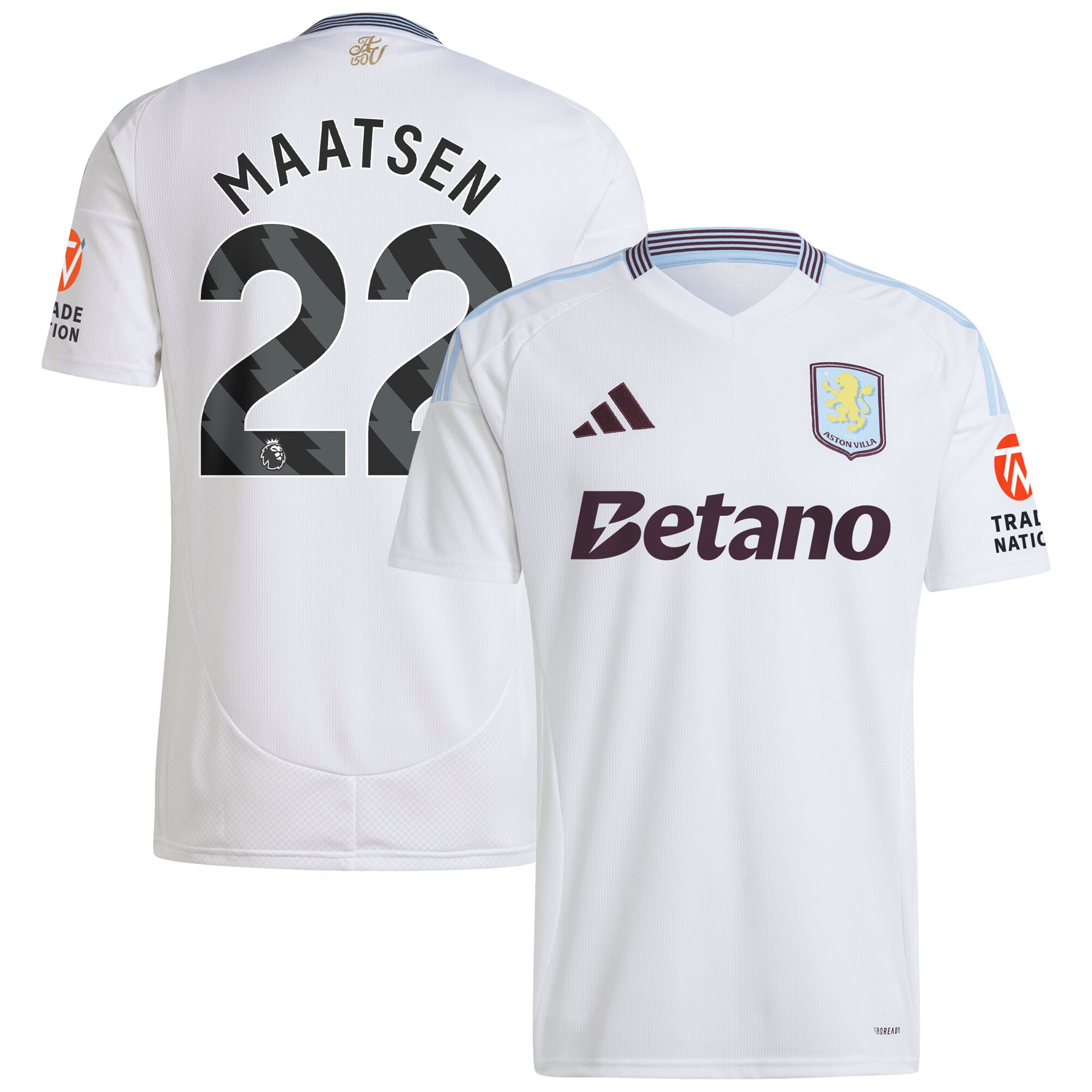 Aston Villa aston villa adidas away shirt 2024-25 with maatsen 22 printing Kits - Official Football Shirts & Training Gear