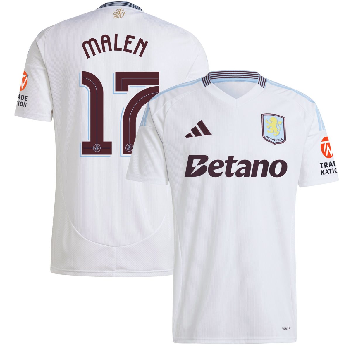 Aston Villa aston villa adidas away shirt 2024-25 with malen 17 cup printing Kits - Official Football Shirts & Training Gear