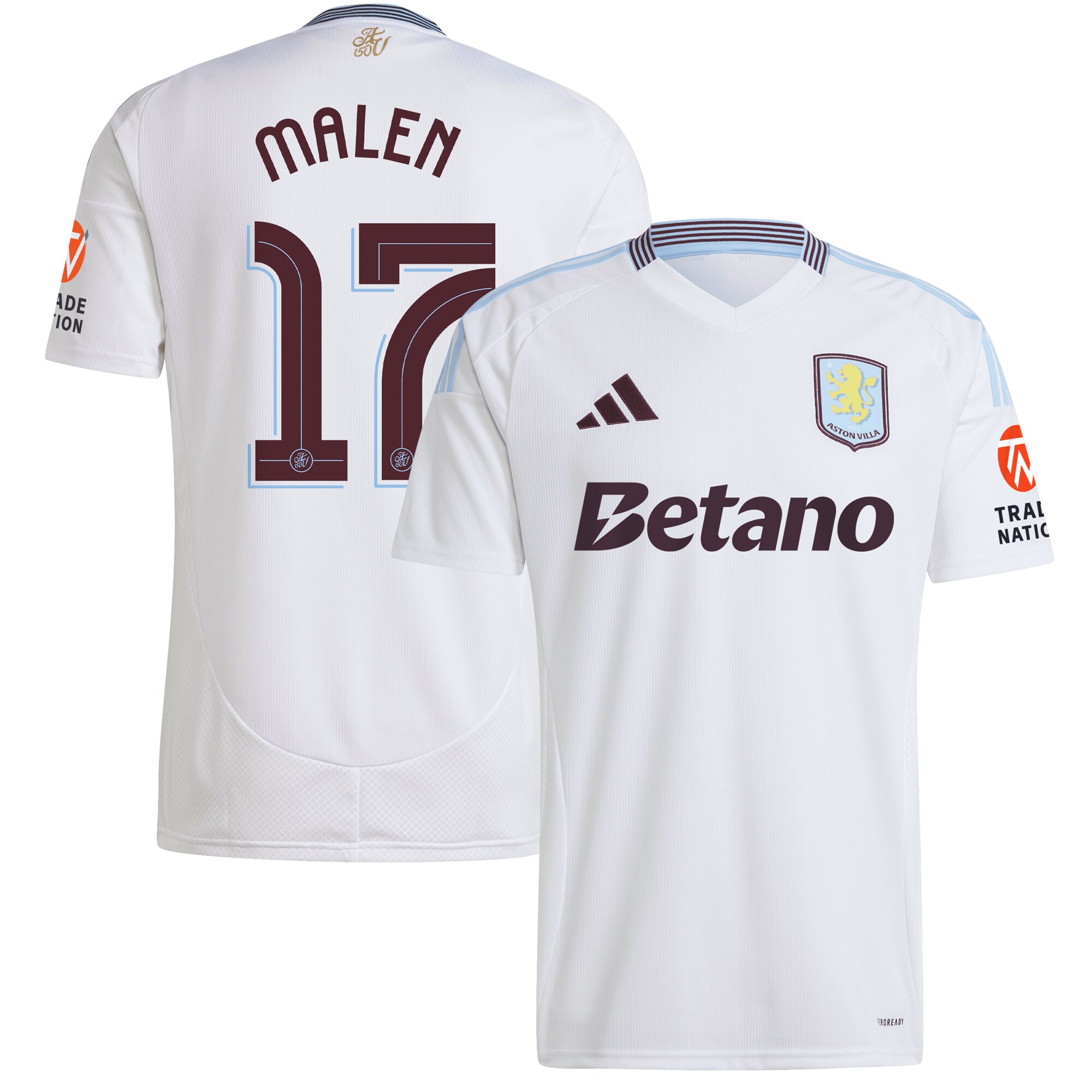Aston Villa aston villa adidas away shirt 2024-25 with malen 17 cup printing Kits - Official Football Shirts & Training Gear