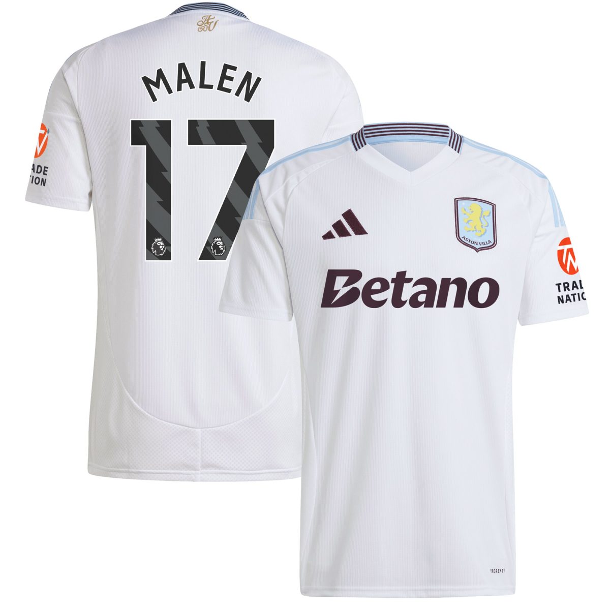 Aston Villa aston villa adidas away shirt 2024-25 with malen 17 printing Kits - Official Football Shirts & Training Gear