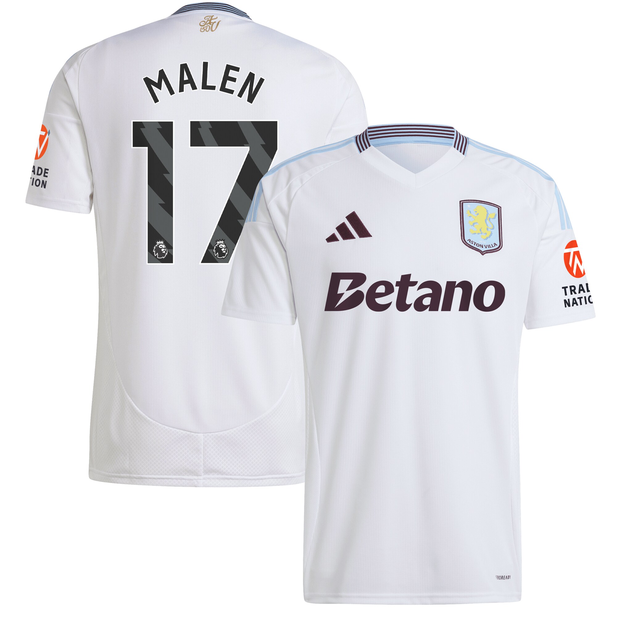Aston Villa aston villa adidas away shirt 2024-25 with malen 17 printing Kits - Official Football Shirts & Training Gear
