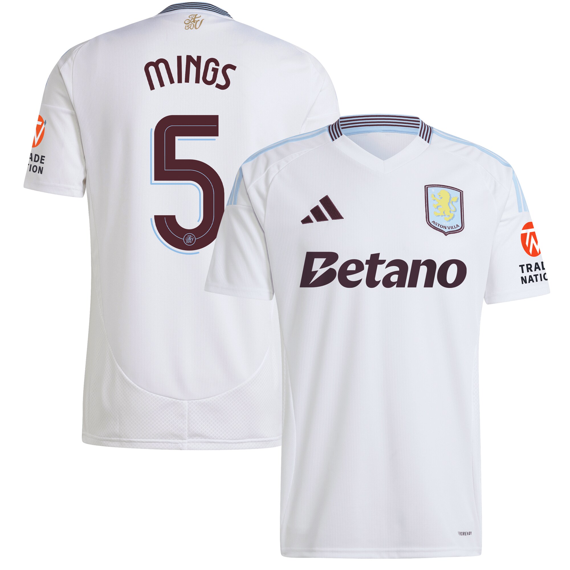 Aston Villa aston villa adidas away shirt 2024-25 with mings 5 cup printing Kits - Official Football Shirts & Training Gear