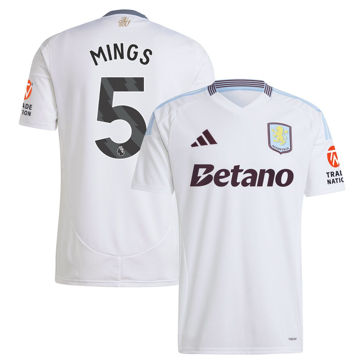 Aston Villa aston villa adidas away shirt 2024-25 with mings 5 printing Kits - Official Football Shirts & Training Gear