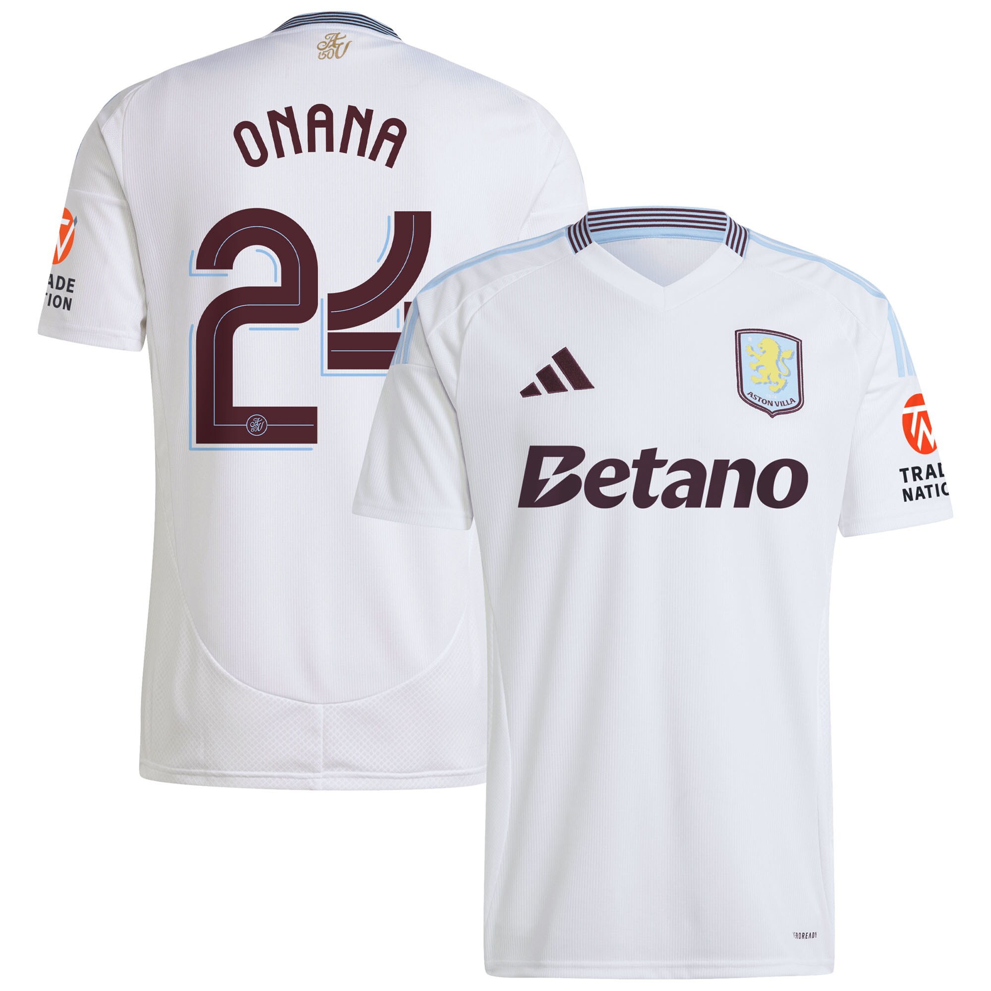Aston Villa aston villa adidas away shirt 2024-25 with onana 24 cup printing Kits - Official Football Shirts & Training Gear