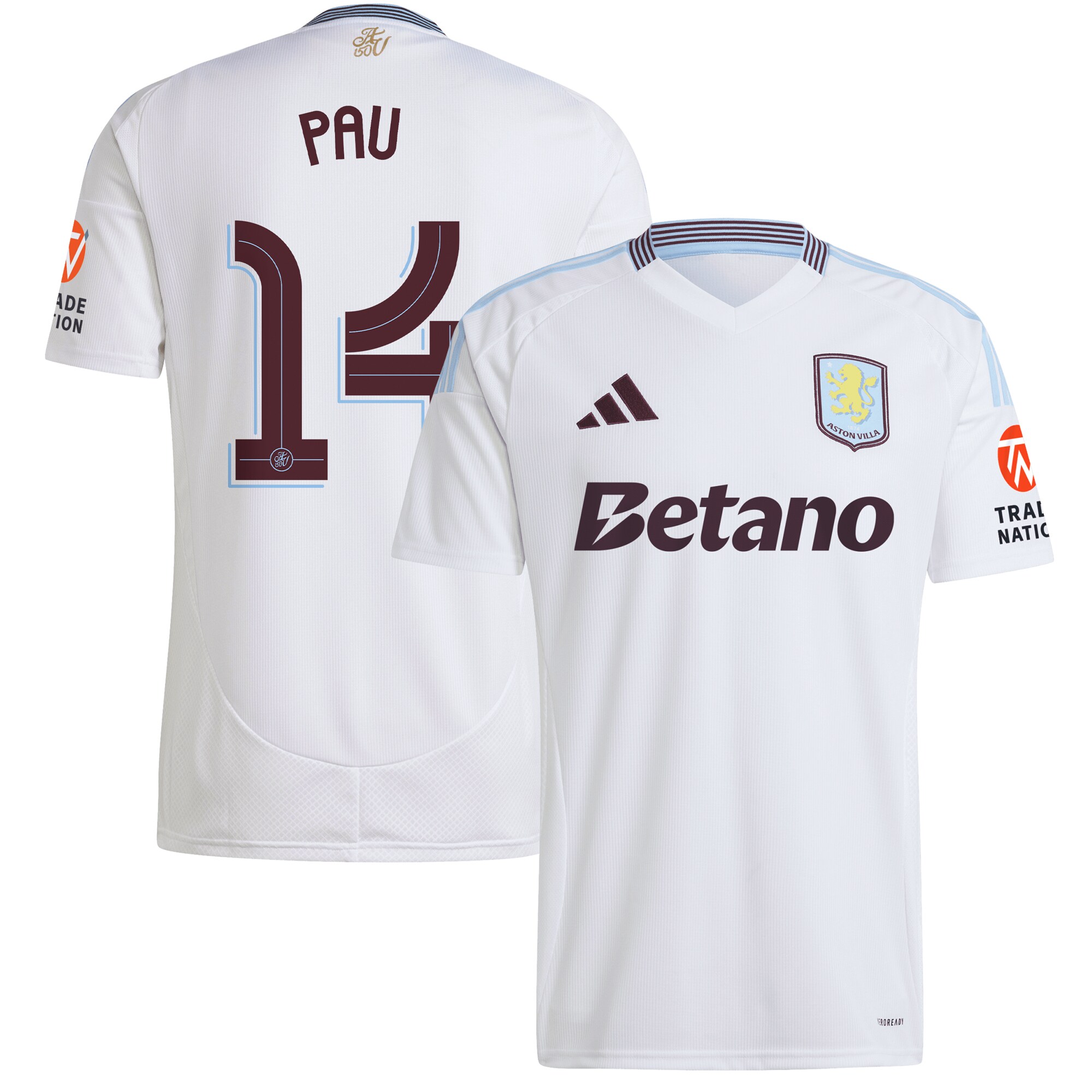 Aston Villa aston villa adidas away shirt 2024-25 with pau 14 cup printing Kits - Official Football Shirts & Training Gear