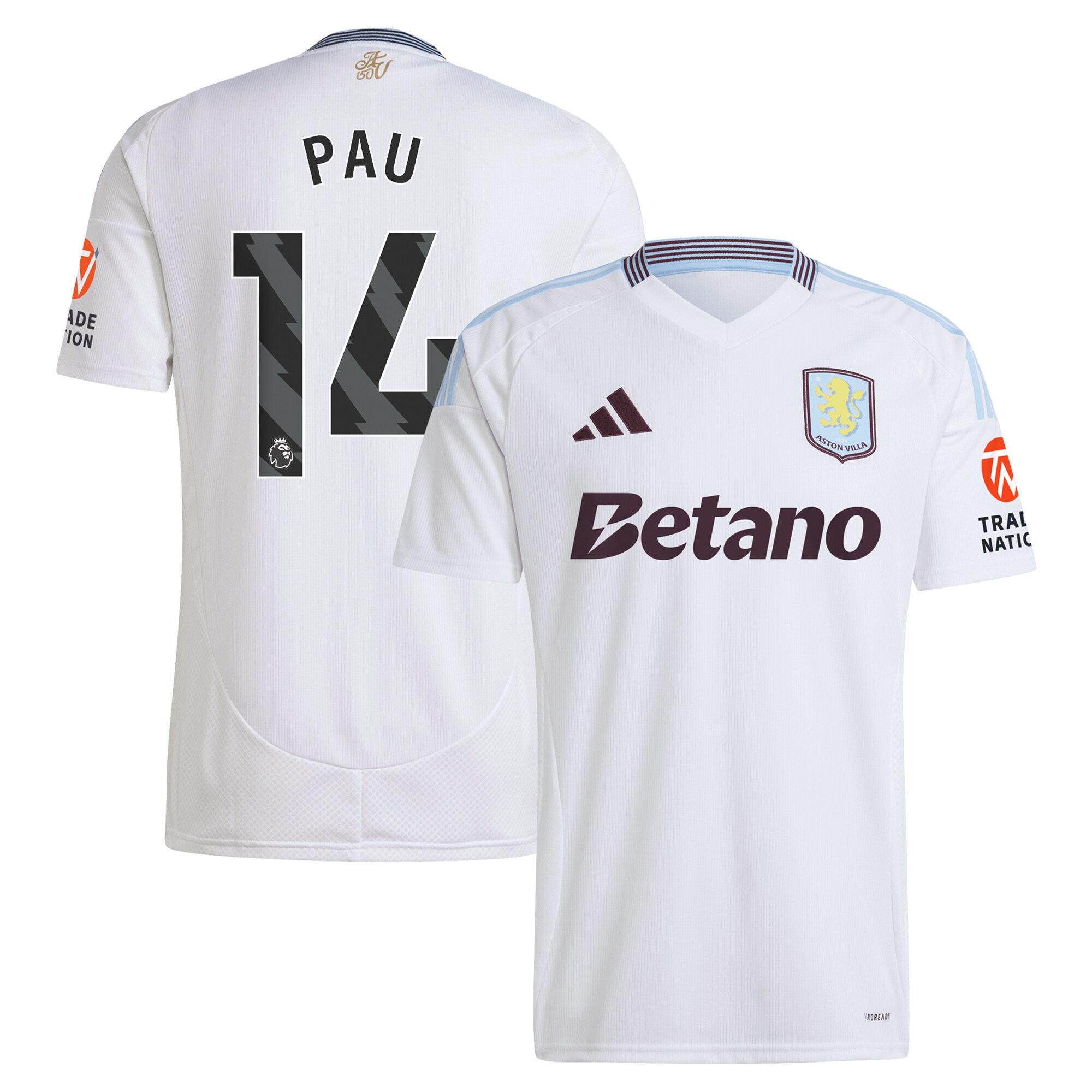 Aston Villa aston villa adidas away shirt 2024-25 with pau 14 printing Kits - Official Football Shirts & Training Gear