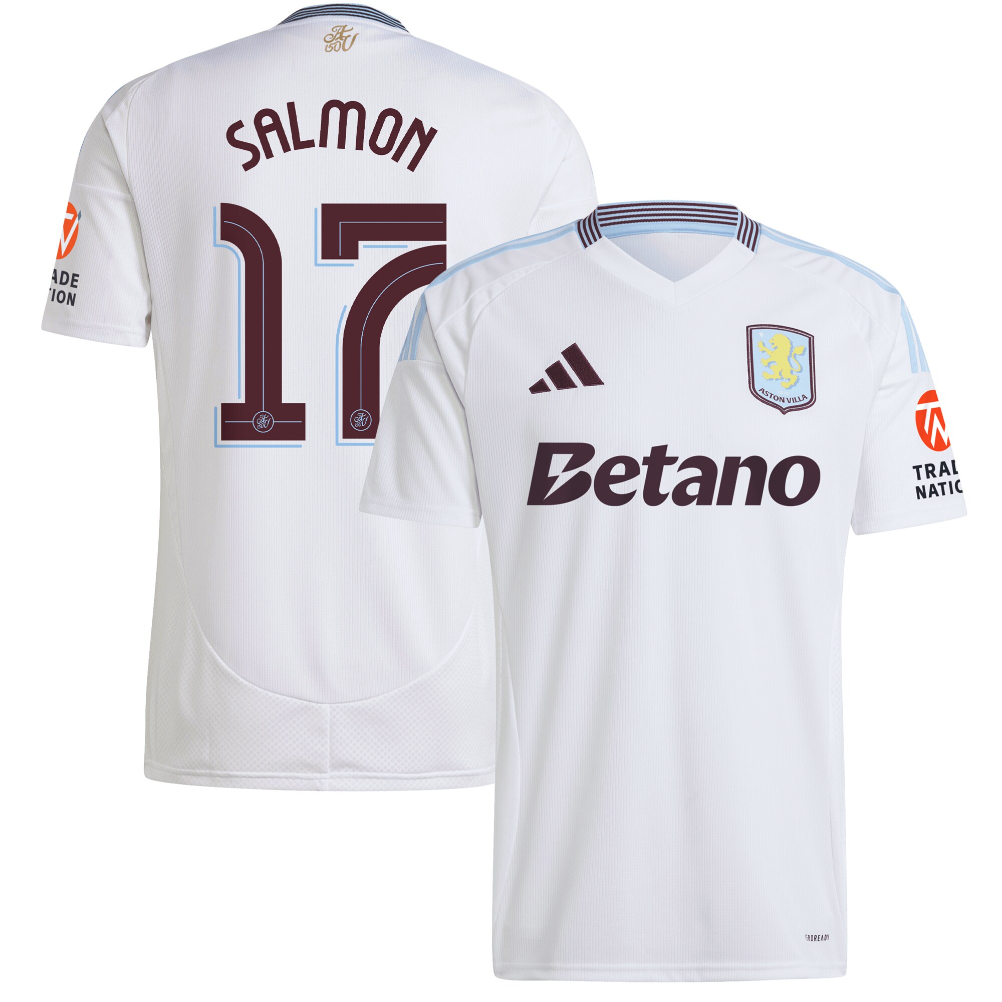 Aston Villa aston villa adidas away shirt 2024-25 with salmon 17 cup printing Kits - Official Football Shirts & Training Gear