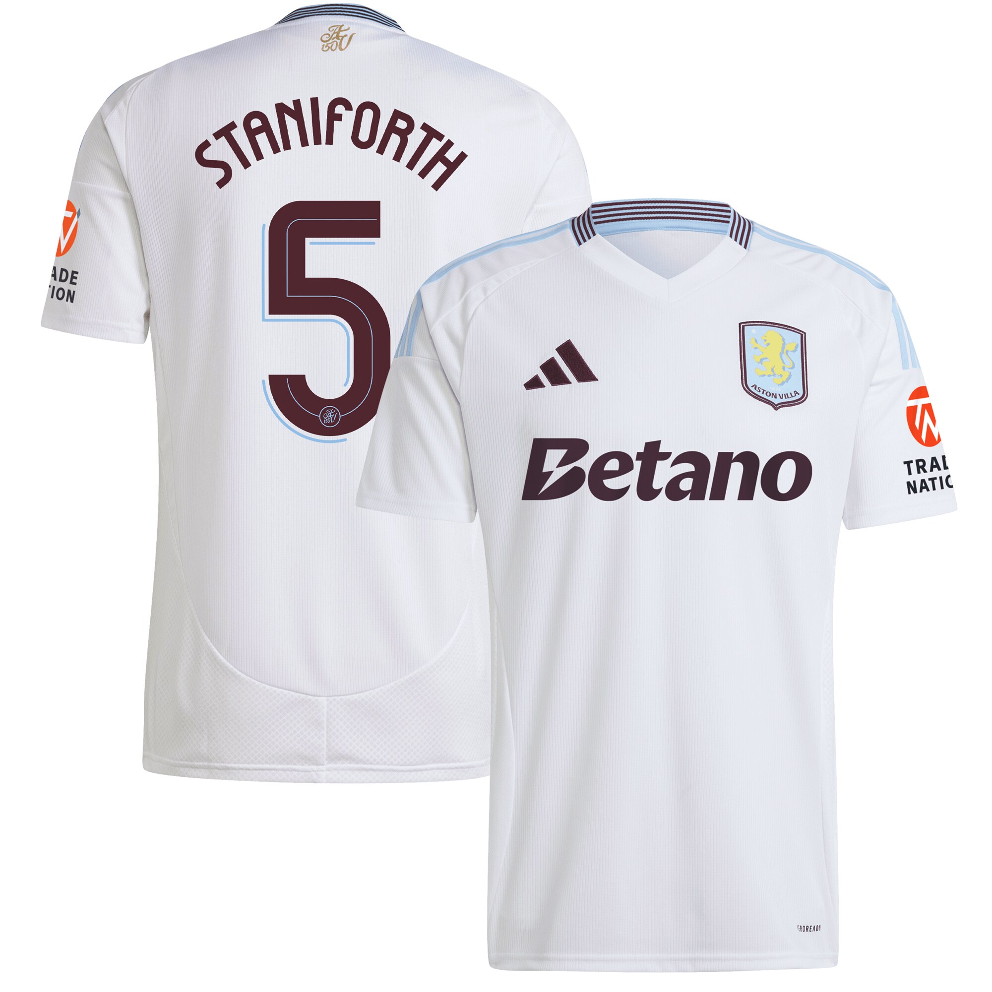 Aston Villa aston villa adidas away shirt 2024-25 with staniforth 5 cup printing Kits - Official Football Shirts & Training Gear