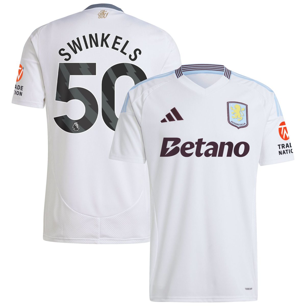 Aston Villa aston villa adidas away shirt 2024-25 with swinkels 50 printing Kits - Official Football Shirts & Training Gear
