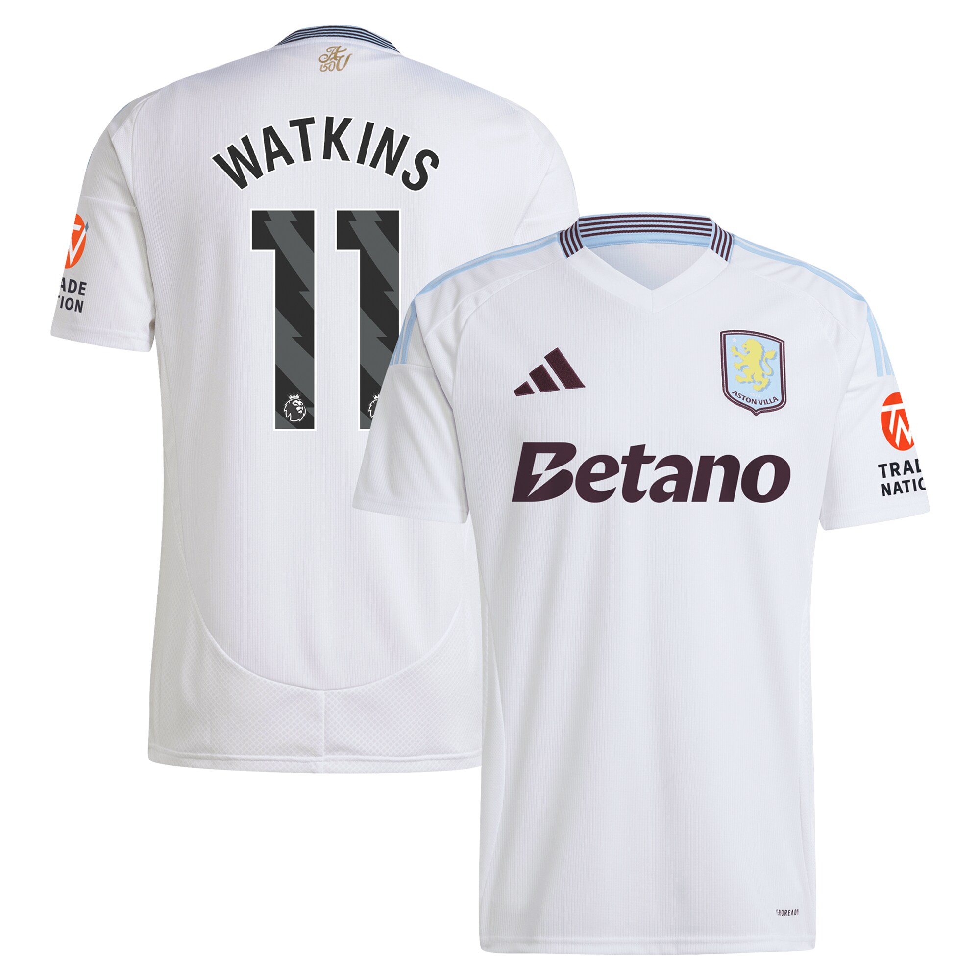 Aston Villa aston villa adidas away shirt 2024-25 with watkins 11 printing Kits - Official Football Shirts & Training Gear