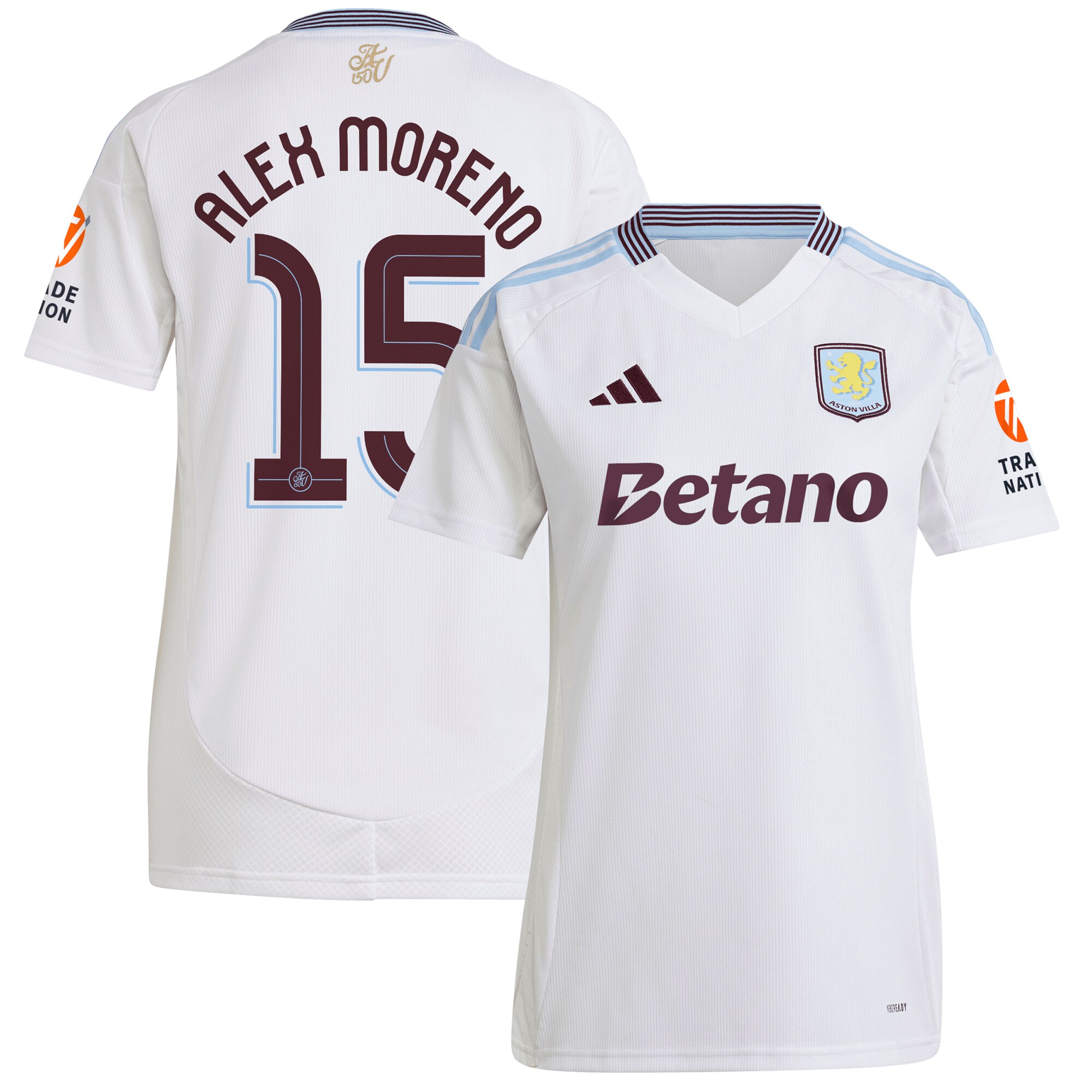 Aston Villa aston villa adidas away shirt 2024-25 – womens with alex moreno 15 cup printing Kits - Official Football Shirts & Training Gear