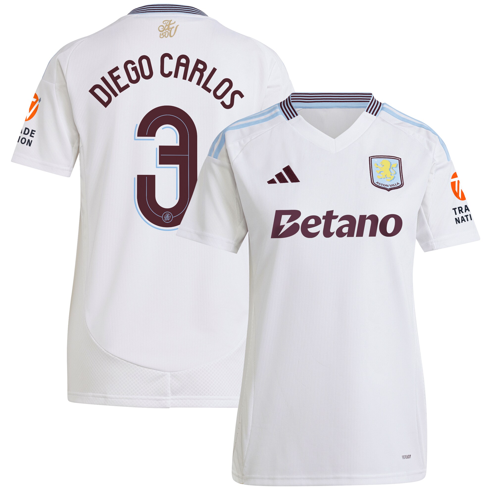 Aston Villa aston villa adidas away shirt 2024-25 – womens with diego carlos 3 cup printing Kits - Official Football Shirts & Training Gear